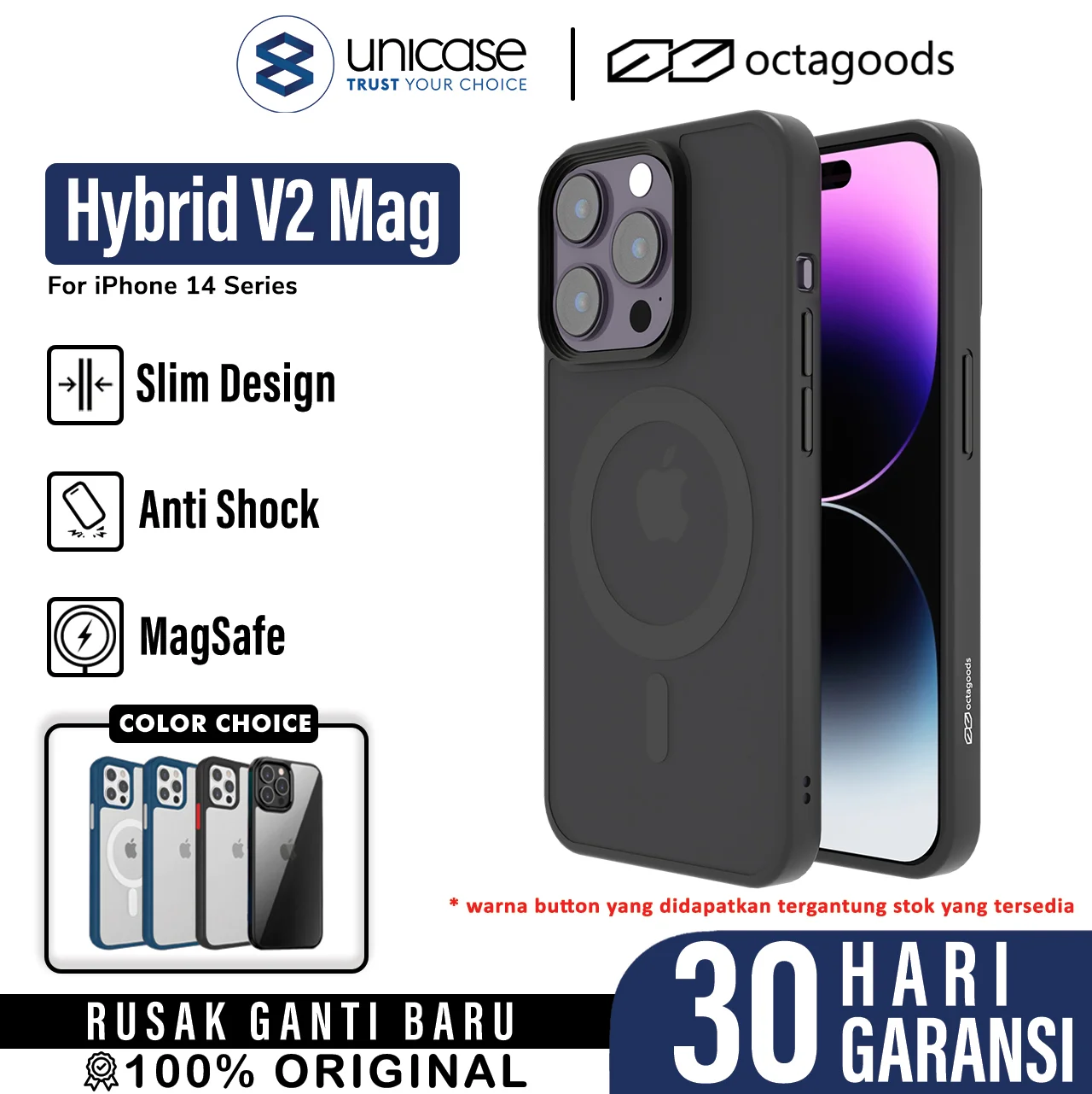 Case iPhone 14 Pro Max Plus OctaGoods Hybrid V2 AntiCrack Clear Casing