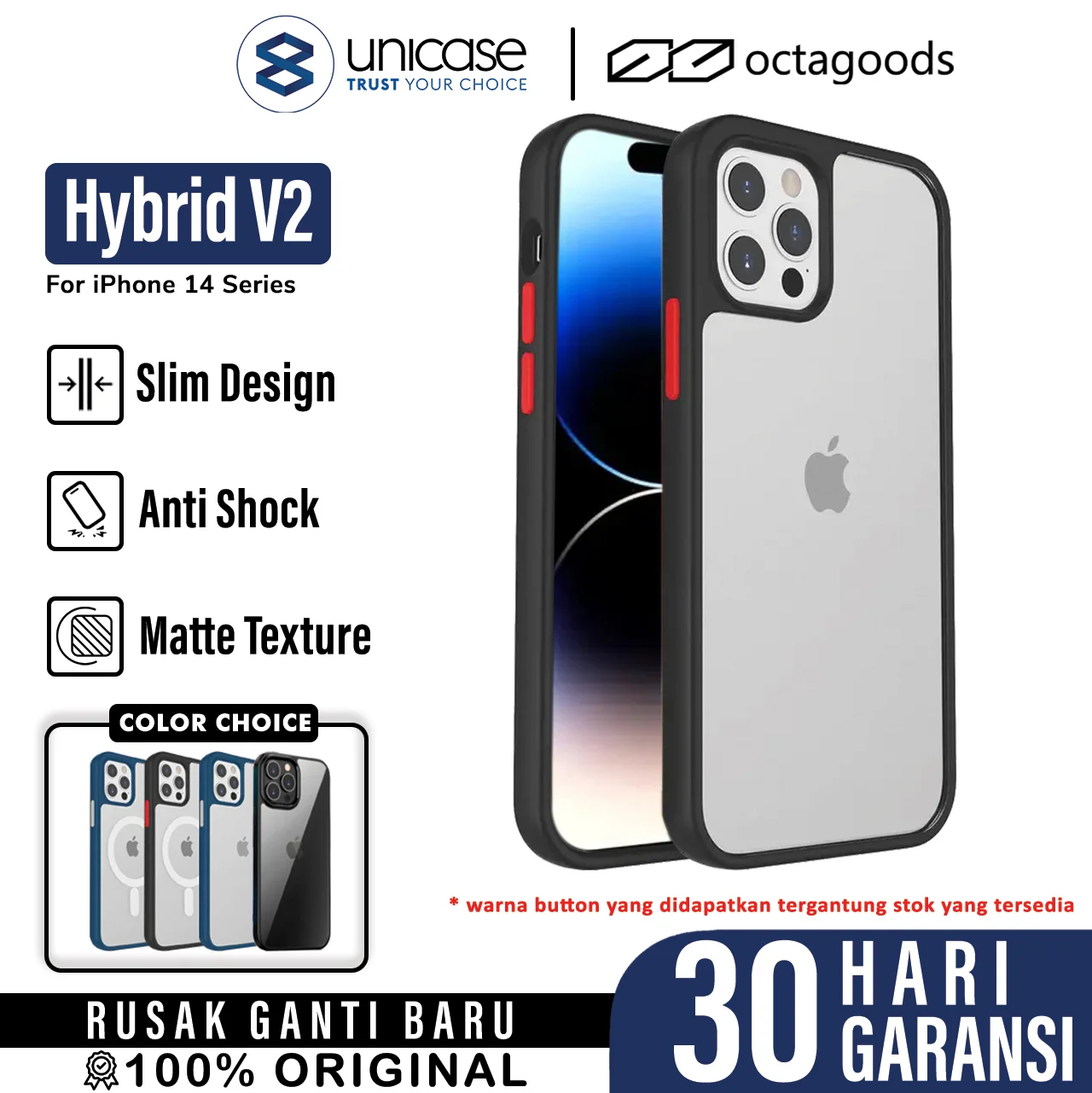 Case iPhone 14 Pro Max Plus OctaGoods Hybrid V2 AntiCrack Clear Casing