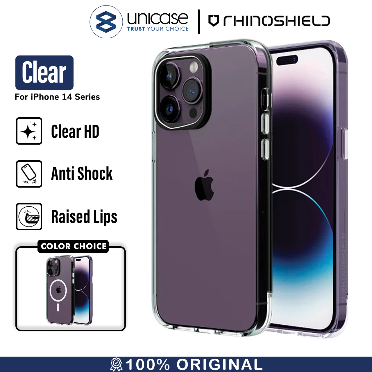 Case iPhone 14 Pro Max Plus RhinoShield Clear Anti Crack Hard Casing