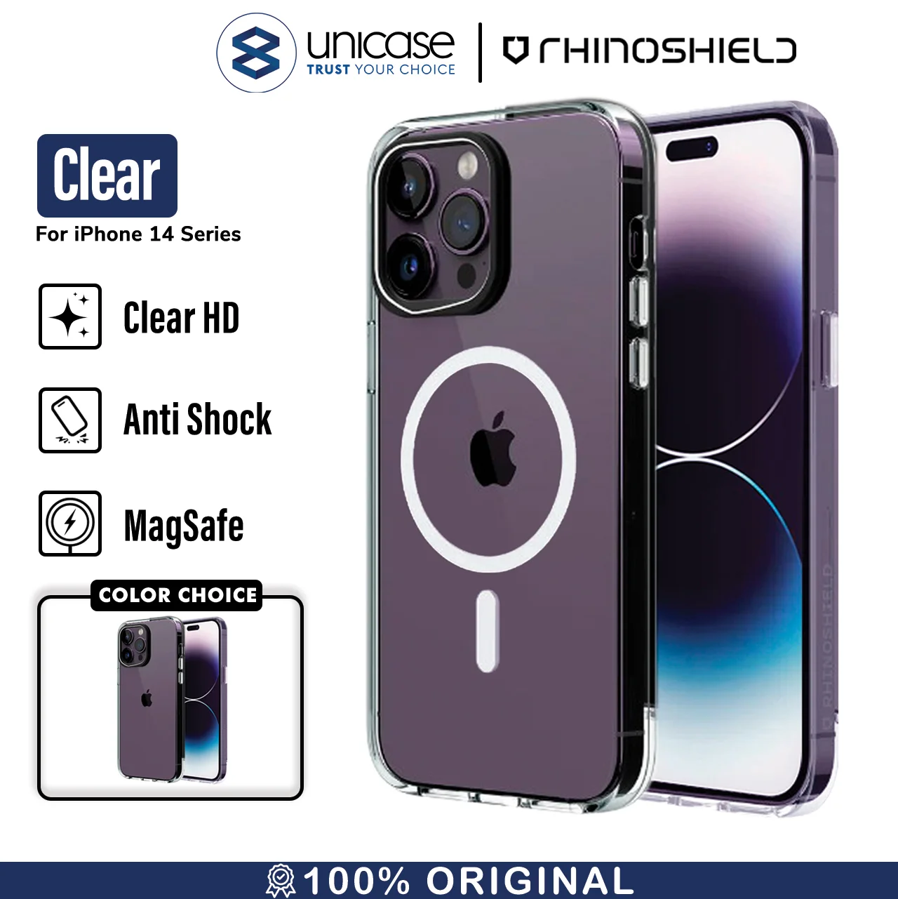 Case iPhone 14 Pro Max Plus RhinoShield Clear Anti Crack Hard Casing