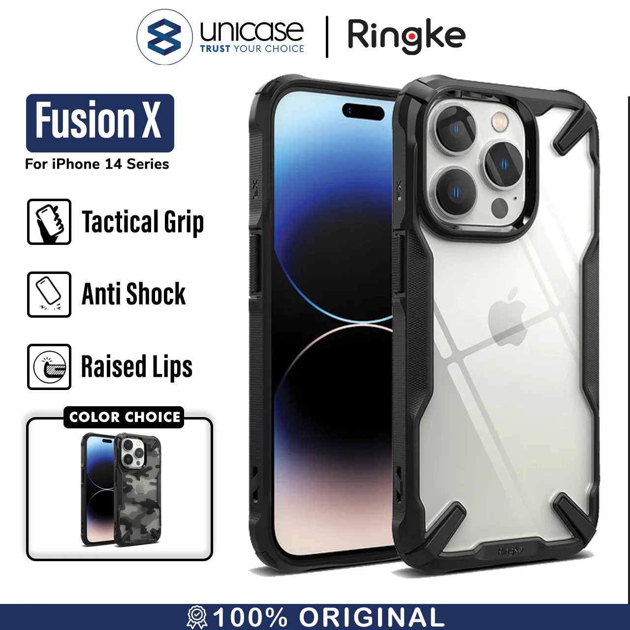 Case iPhone 14 Pro Max Plus Ringke Fusion X Hybrid Anti Crack Clear