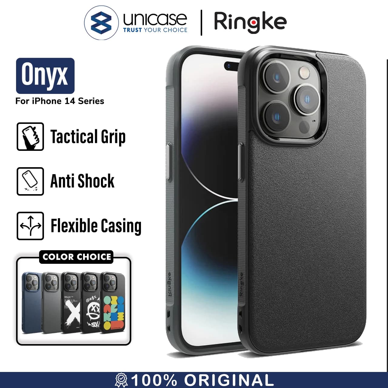 Case iPhone 14 Pro Max Plus Ringke Onyx Black Anti Crack Soft Casing