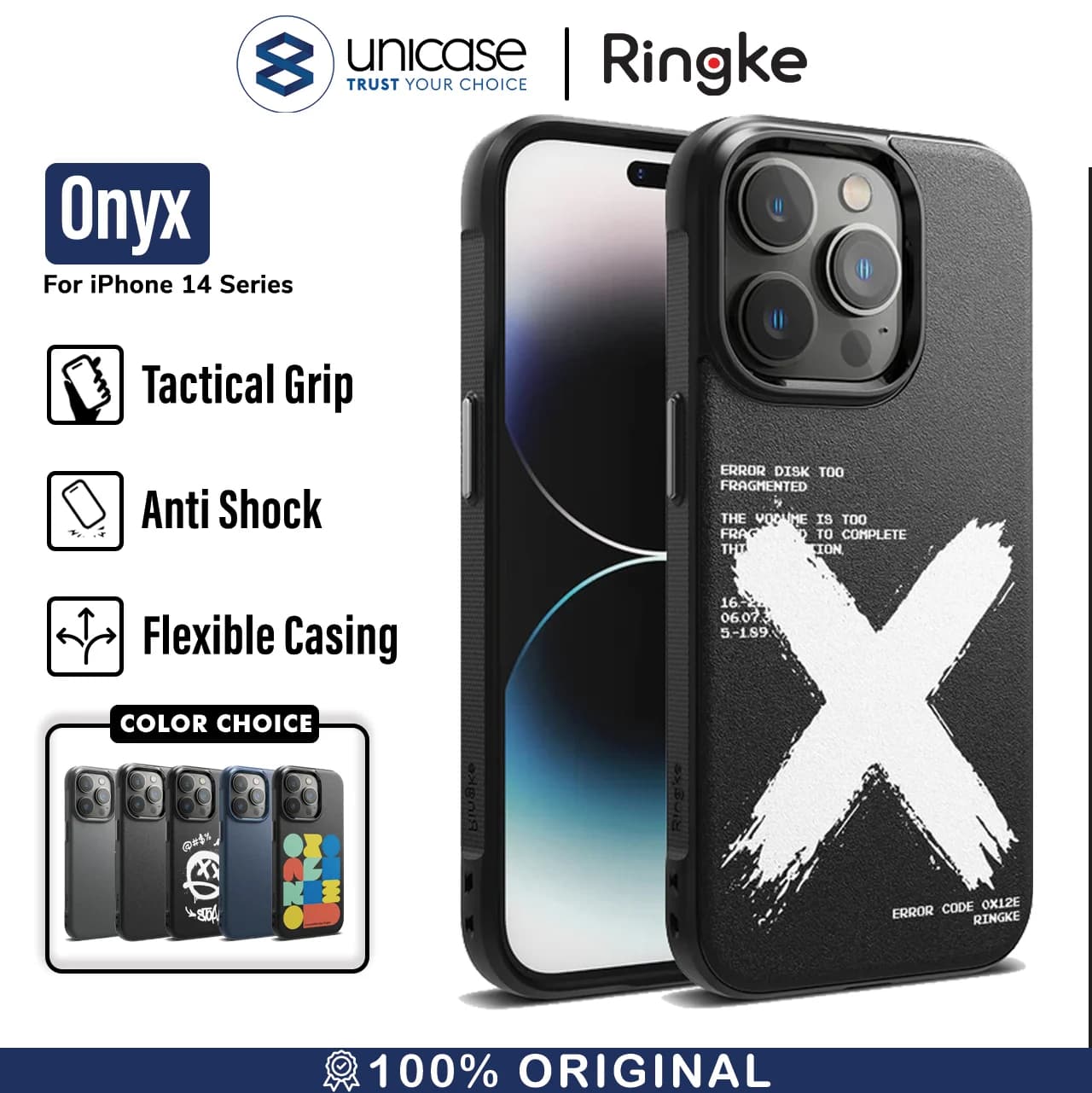 Case iPhone 14 Pro Max Plus Ringke Onyx Black Anti Crack Soft Casing