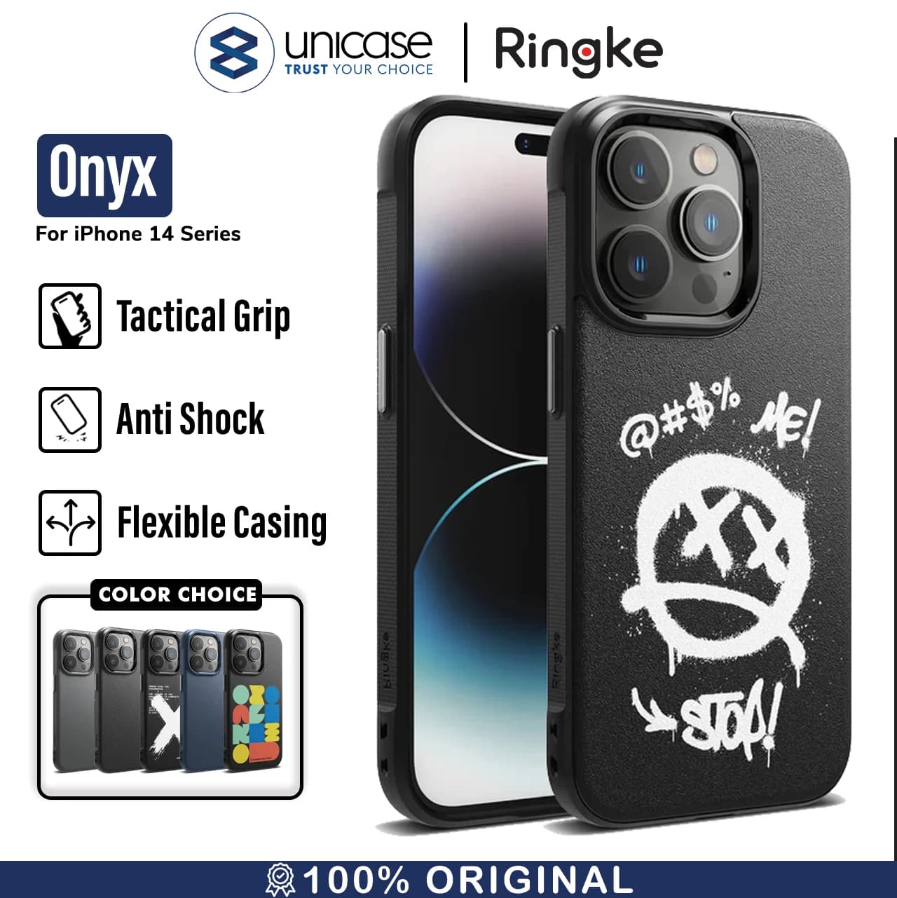 Case iPhone 14 Pro Max Plus Ringke Onyx Black Anti Crack Soft Casing