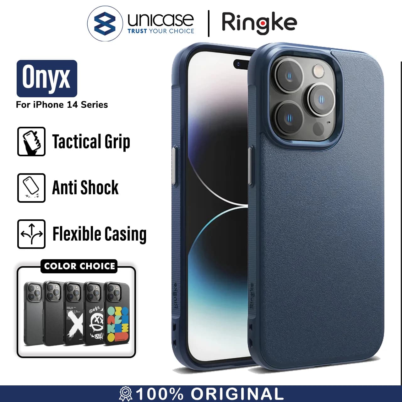 Case iPhone 14 Pro Max Plus Ringke Onyx Black Anti Crack Soft Casing
