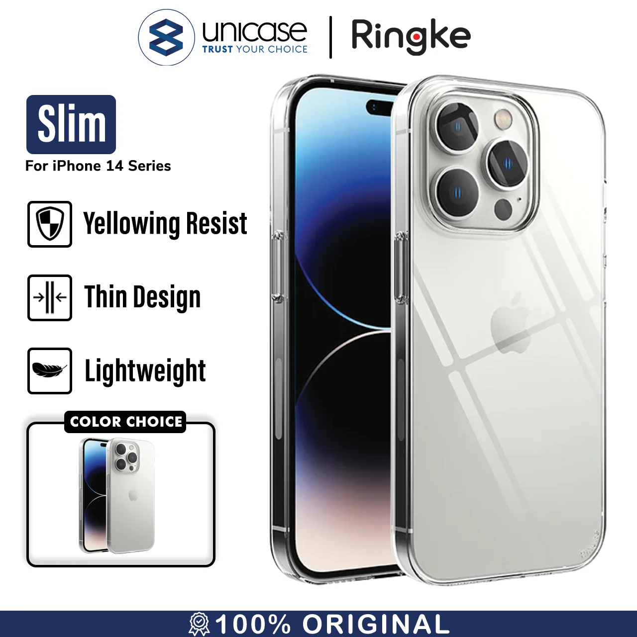 Case iPhone 14 Pro Max Plus Ringke Slim Matte Clear Cover Hard Casing