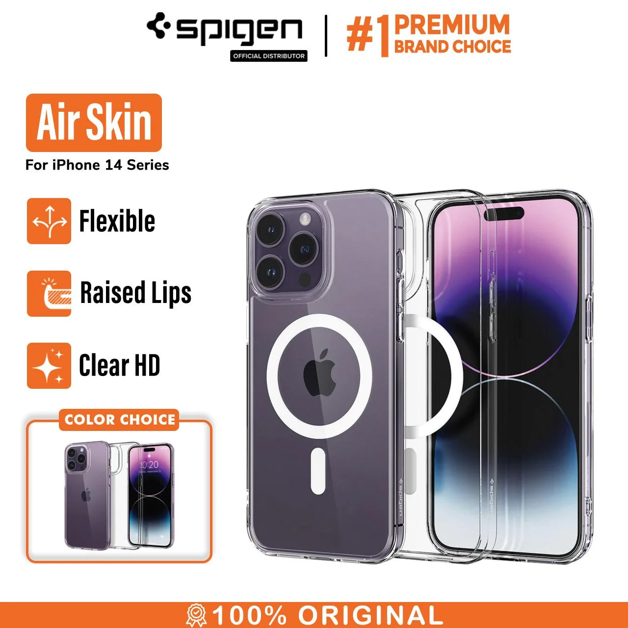 Case iPhone 14 Pro Max Plus Spigen Air Skin Hybrid Clear Slim Casing