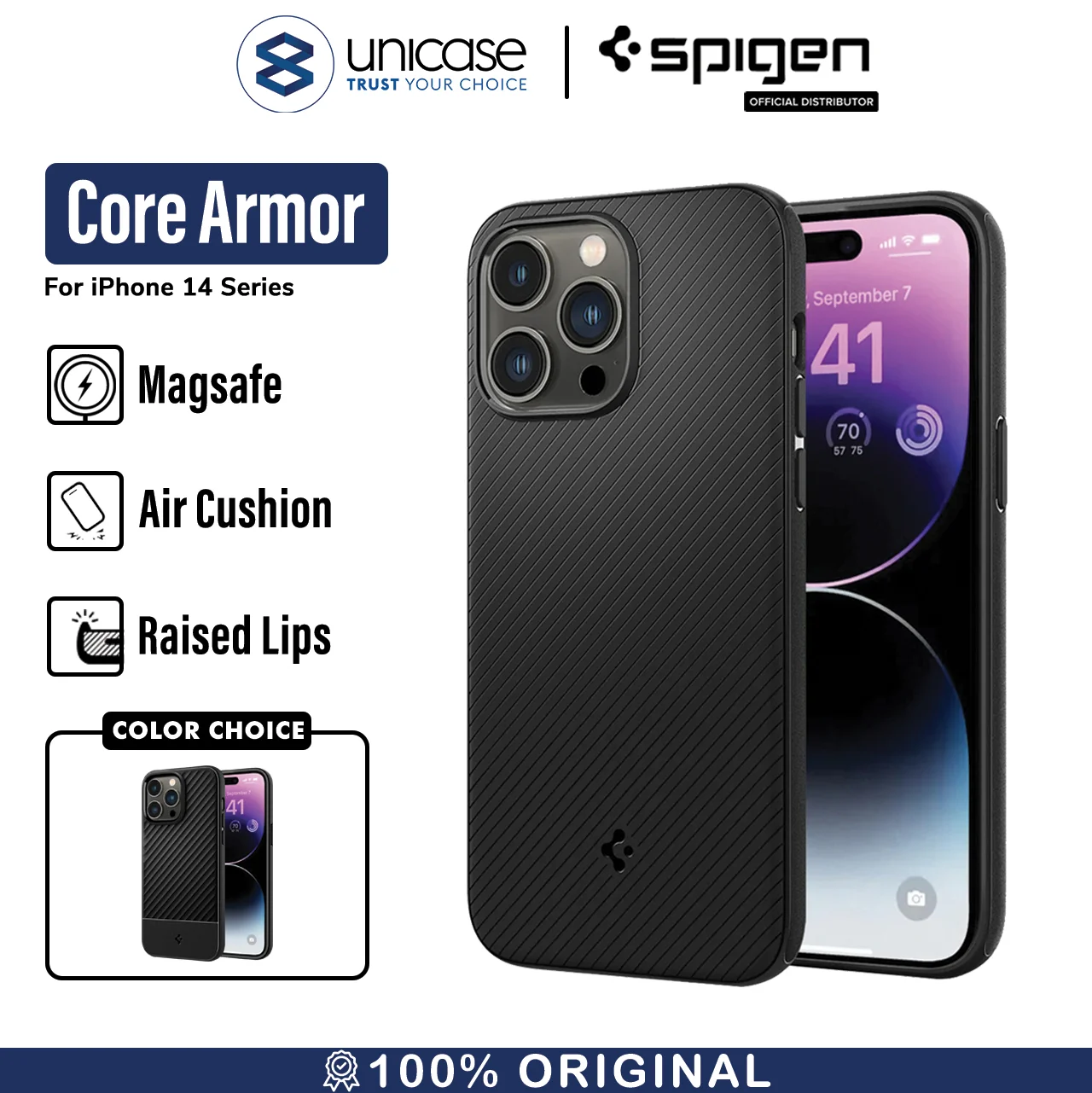 Case iPhone 14 Pro Max Plus Spigen Core Armor MagSafe Matte 3D Casing