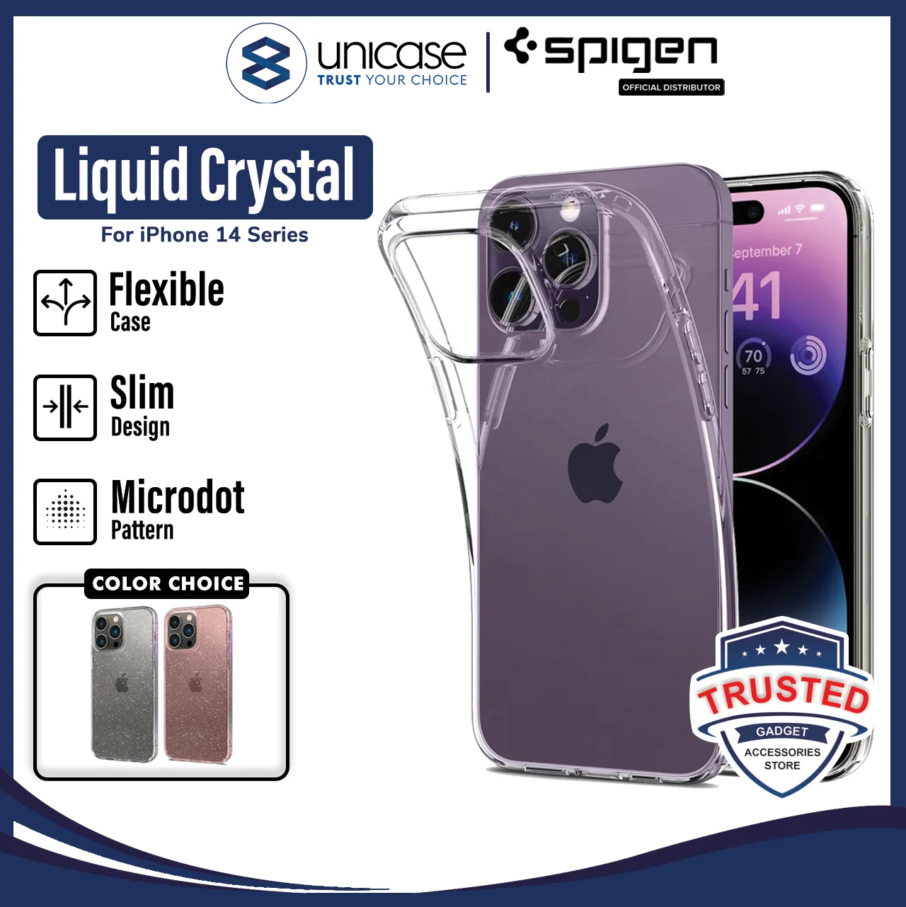Case iPhone 14 Pro Max Plus Spigen Liquid Crystal Clear Soft Casing