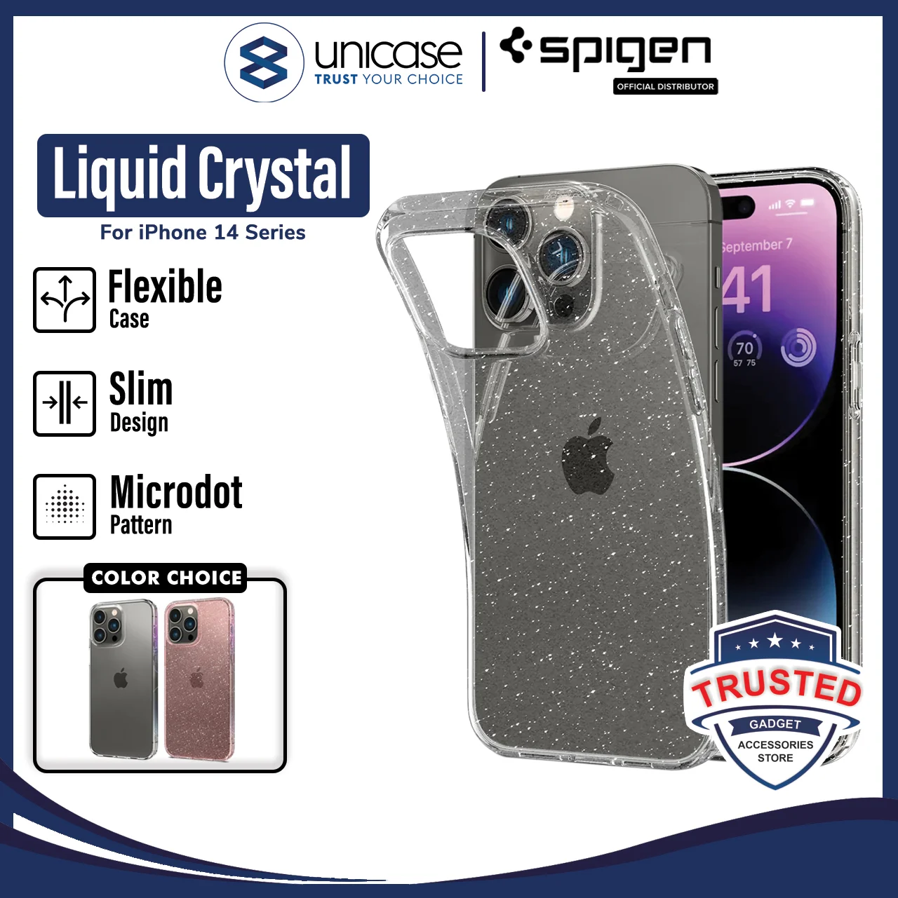 Case iPhone 14 Pro Max Plus Spigen Liquid Crystal Clear Soft Casing