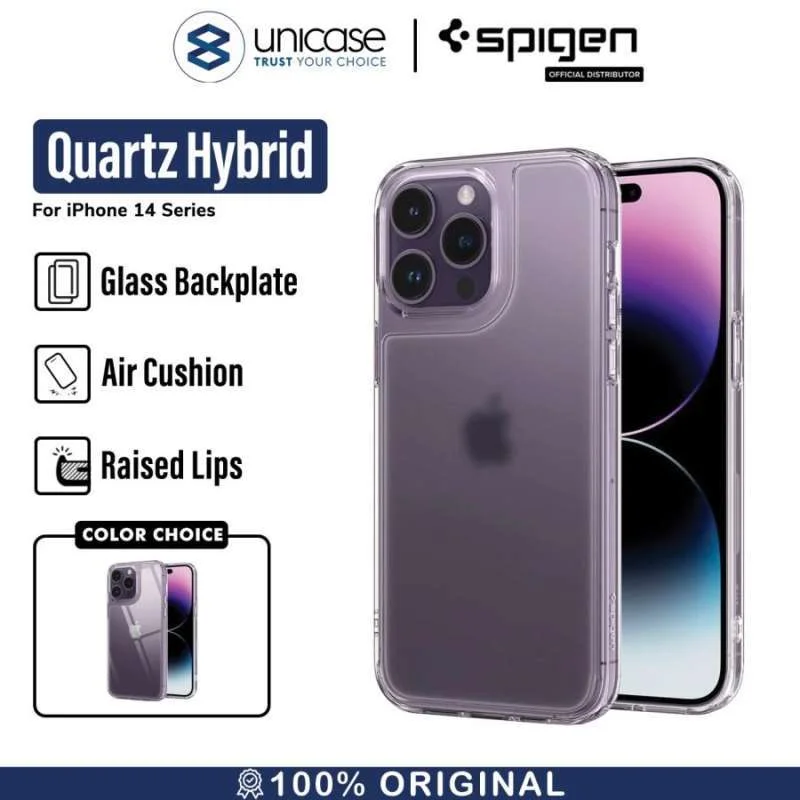 Case iPhone 14 Pro Max Plus Spigen Quartz Hybrid Clear Glass 9H Casing