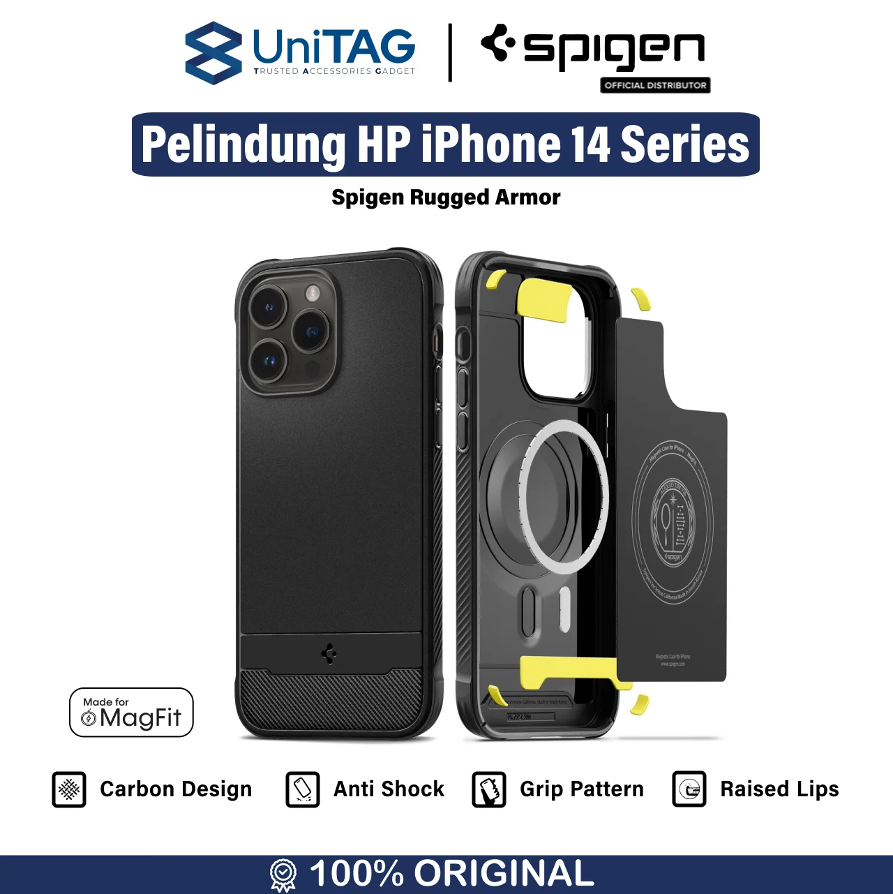 Spigen iPhone 14 Case Magsafe Rugged Armor MagFit - Matte Black ACS05036-1