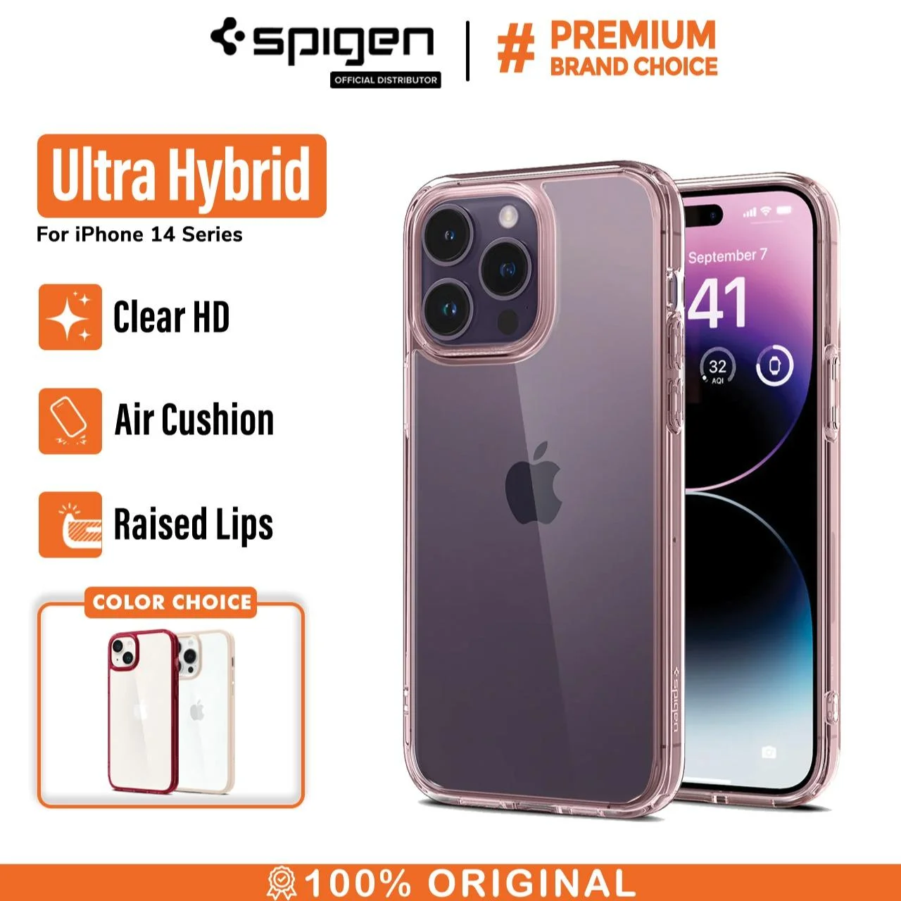 Case iPhone 14 Pro Max Plus Spigen Ultra Hybrid Slim Clear HD Casing