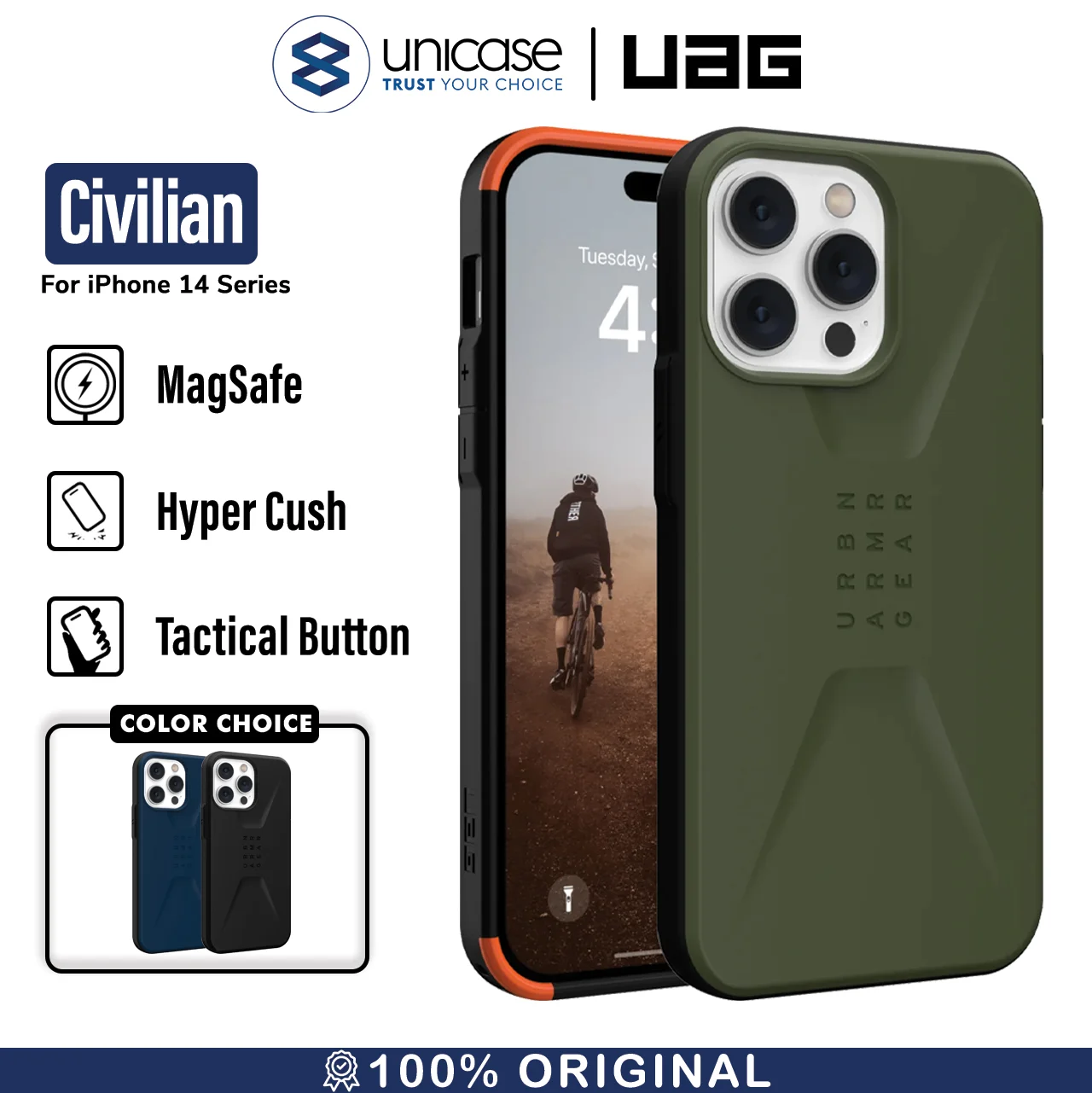 Case iPhone 14 Pro Max Plus UAG Civilian MagSafe Armor Matte Casing