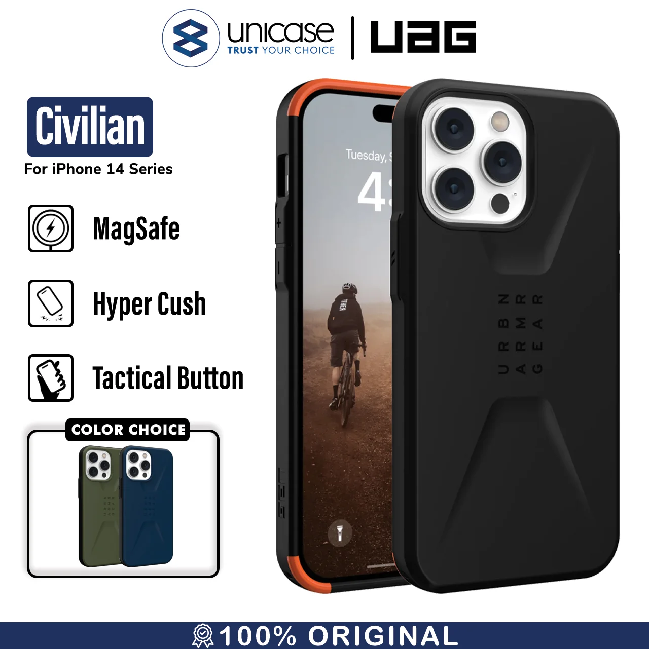 Case iPhone 14 Pro Max Plus UAG Civilian MagSafe Armor Matte Casing