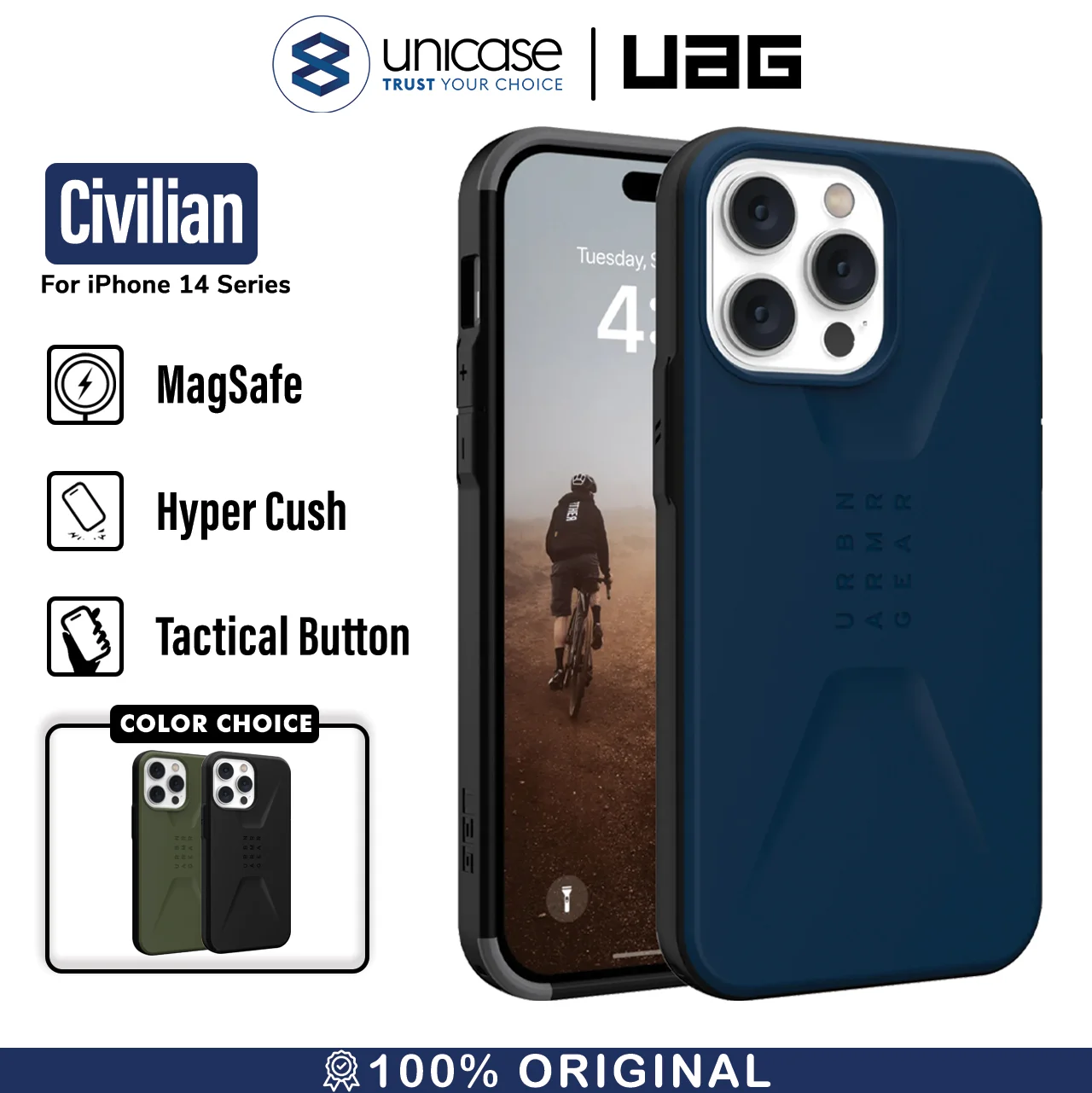Case iPhone 14 Pro Max Plus UAG Civilian MagSafe Armor Matte Casing