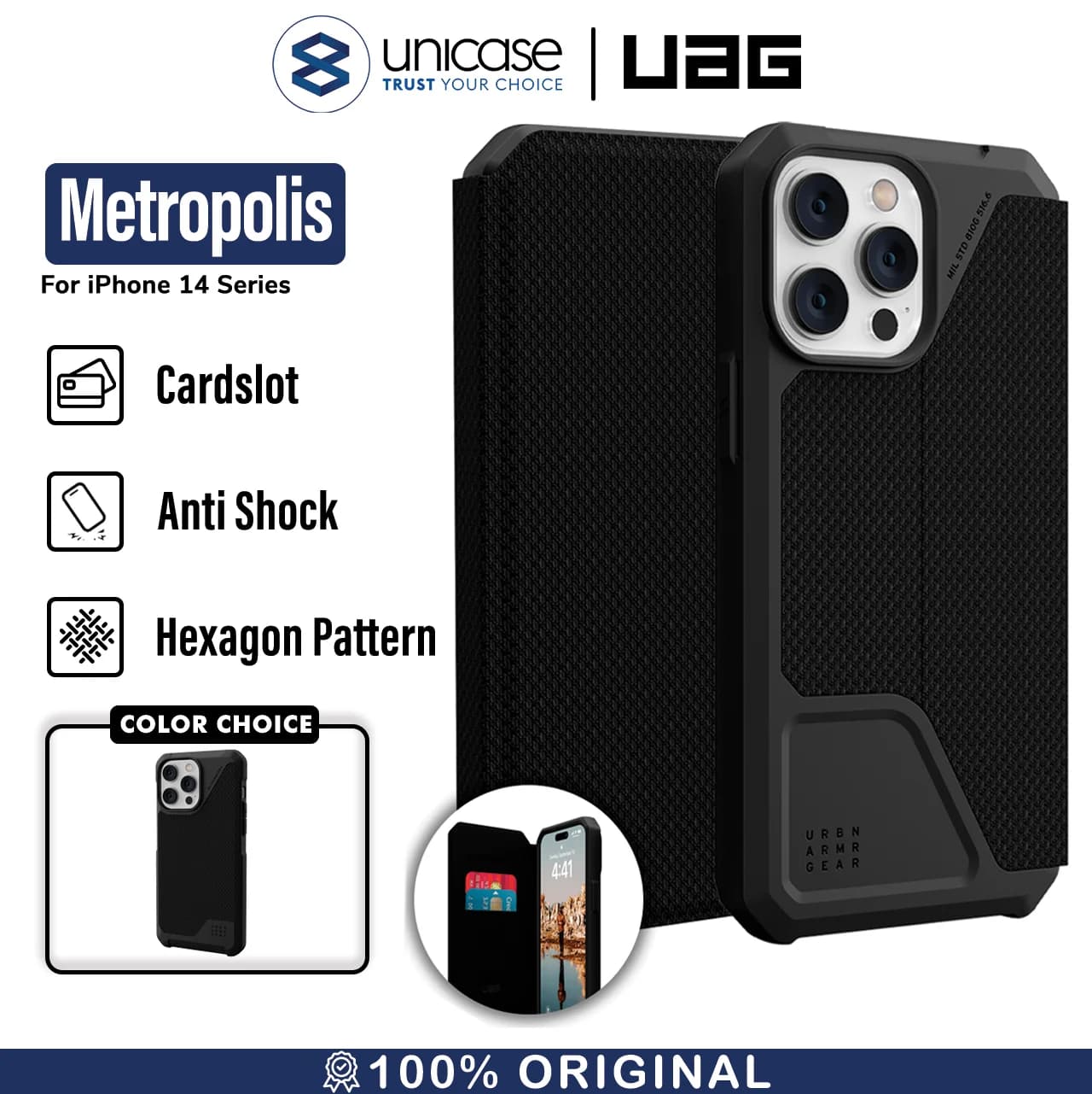 Case iPhone 14 Pro Max Plus UAG Metropolis LT MagSafe Kevlar Casing