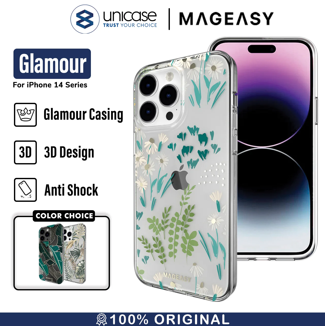 Case iPhone 15/ 14 Pro Max Plus MagEasy Glamour Magnetic Motif Casing