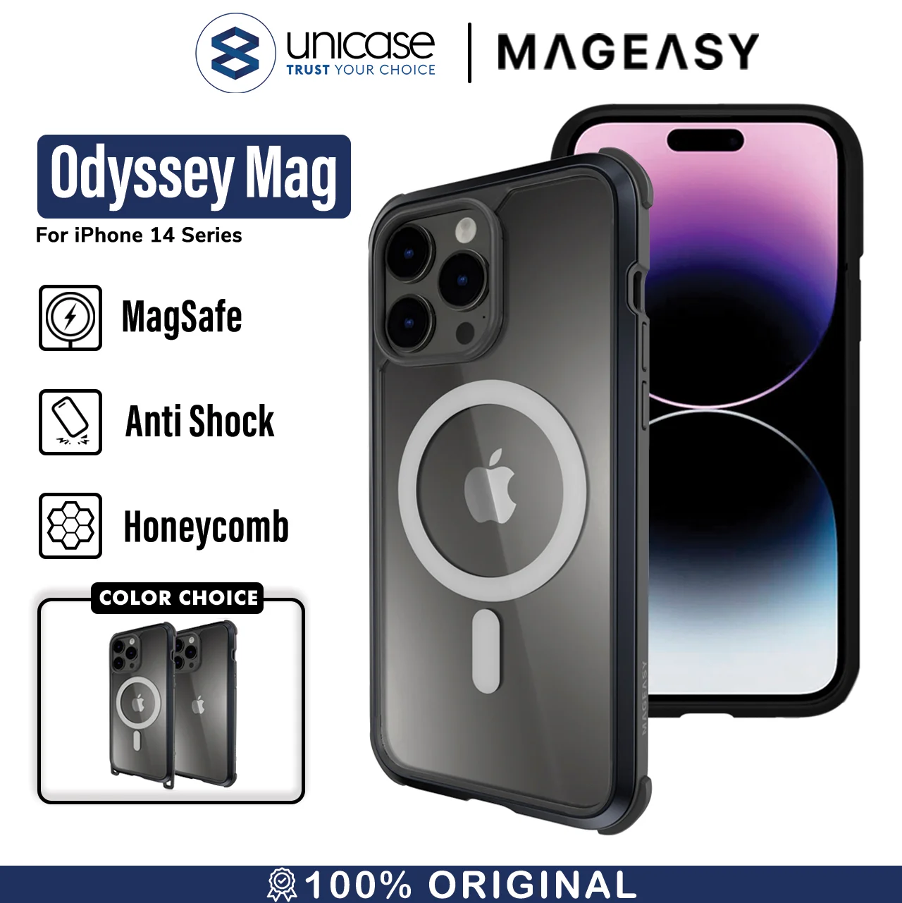 Case iPhone 15 / 14 Pro Max Plus MagEasy Odyssey MagSafe Strap Casing