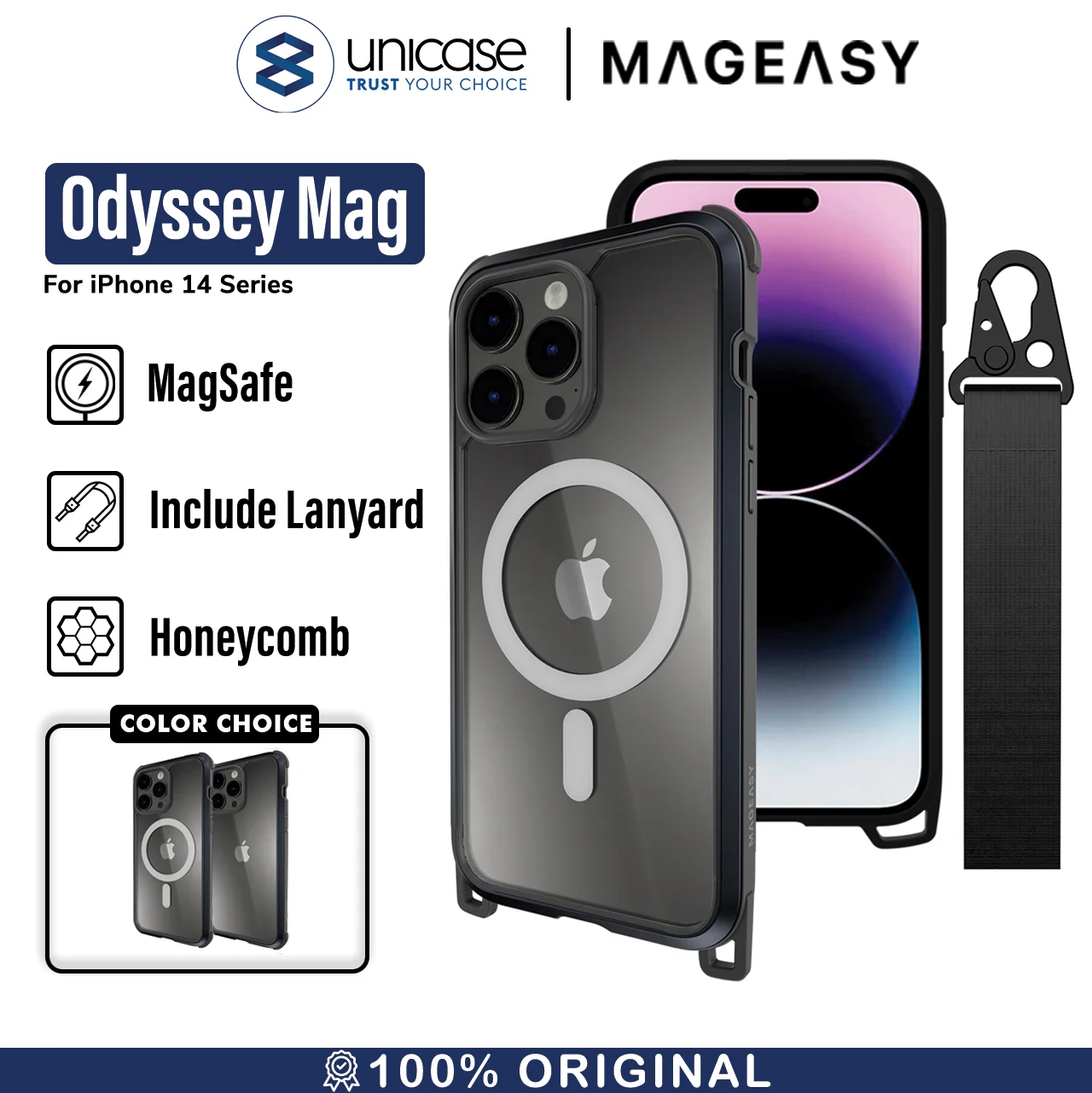 Case iPhone 15 / 14 Pro Max Plus MagEasy Odyssey MagSafe Strap Casing