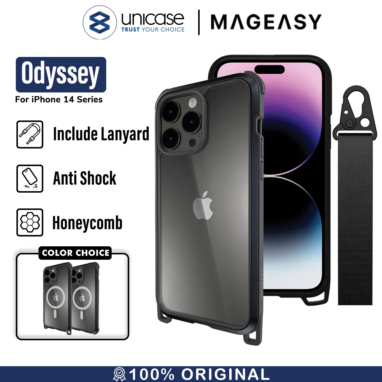 Case iPhone 15 / 14 Pro Max Plus MagEasy Odyssey MagSafe Strap Casing