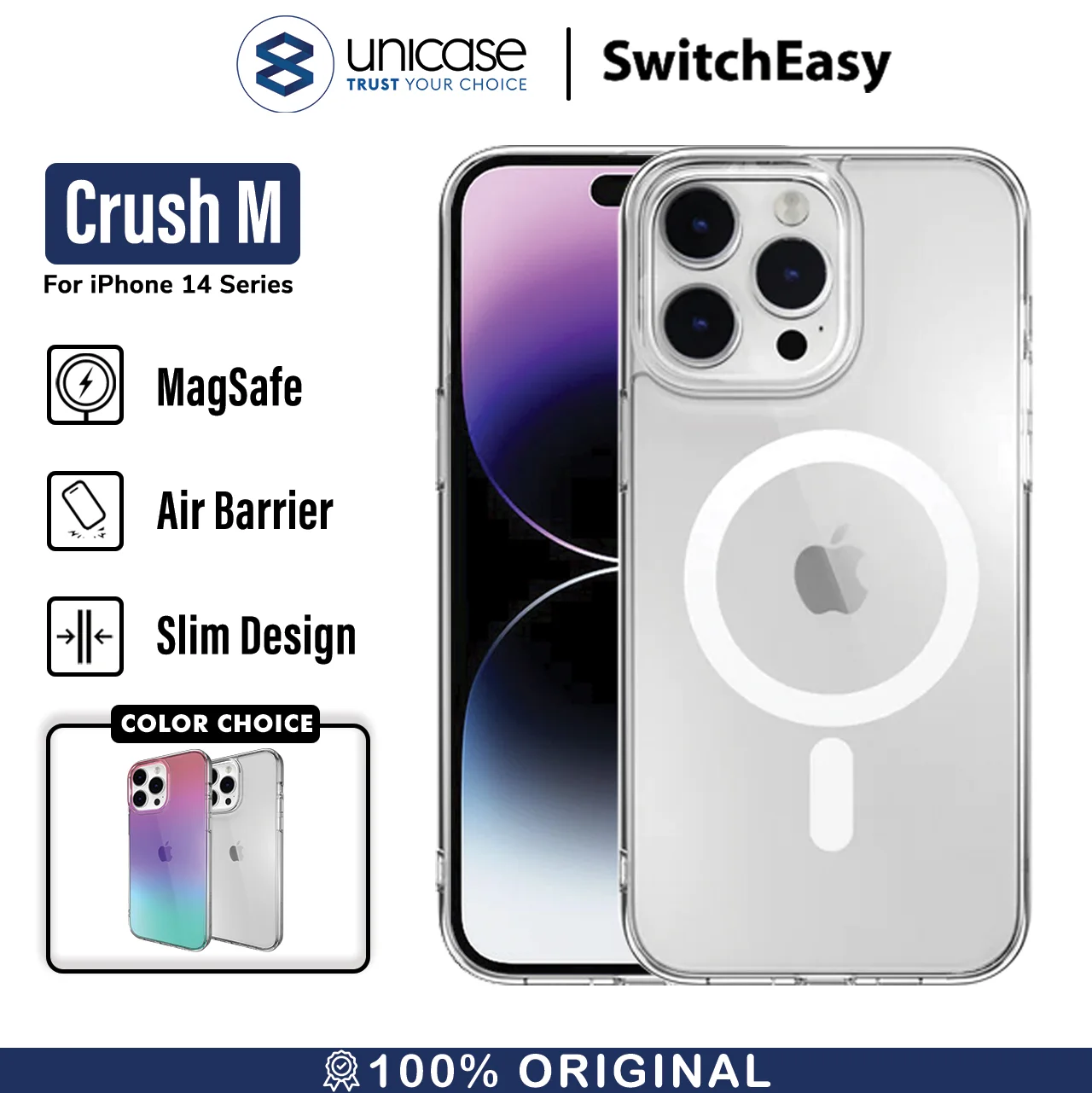 Case iPhone 15/ 14 Pro Max Plus SwitchEasy Crush MagSafe Slim Casing