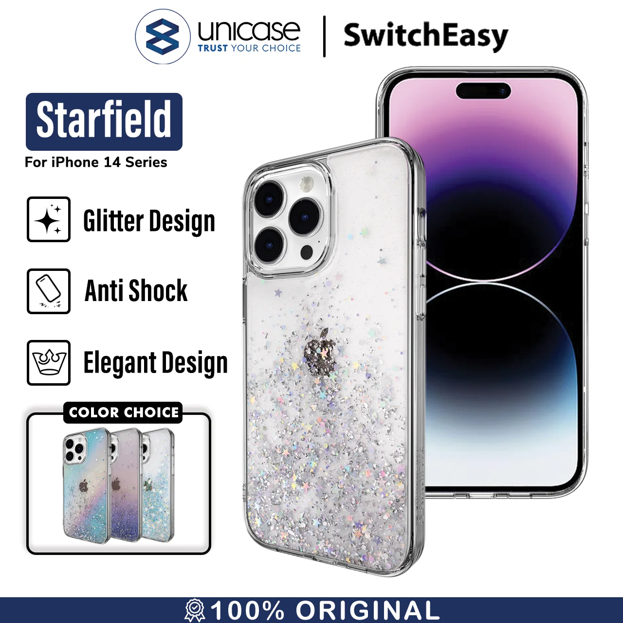 Case iPhone 15/ 14 Pro Max Plus SwitchEasy Starfield Glitter Casing