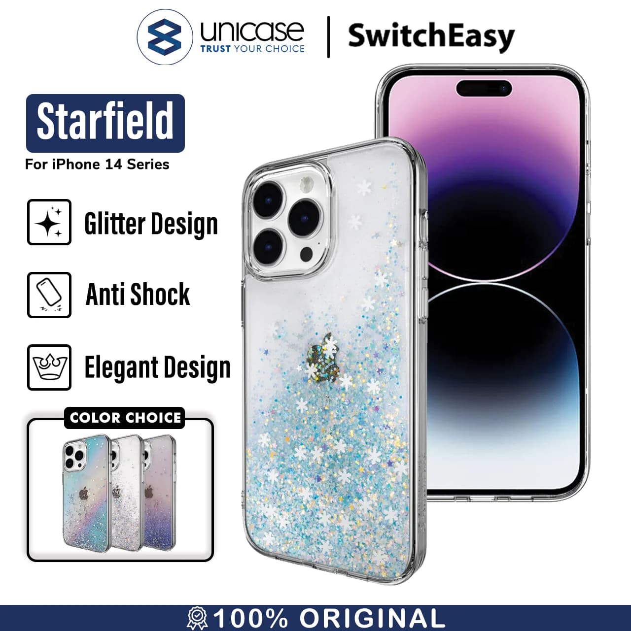 Case iPhone 15/ 14 Pro Max Plus SwitchEasy Starfield Glitter Casing