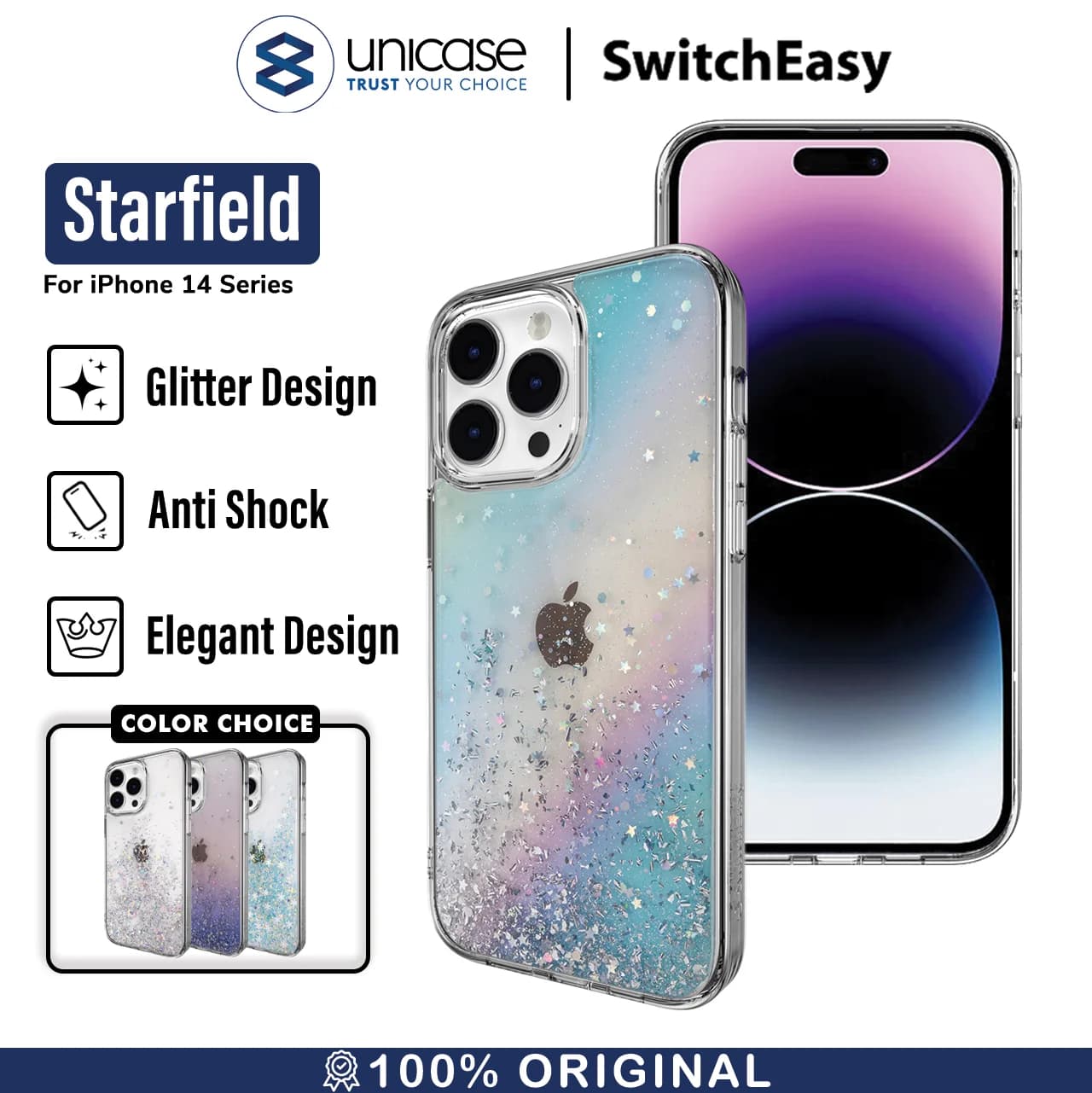 Case iPhone 15/ 14 Pro Max Plus SwitchEasy Starfield Glitter Casing