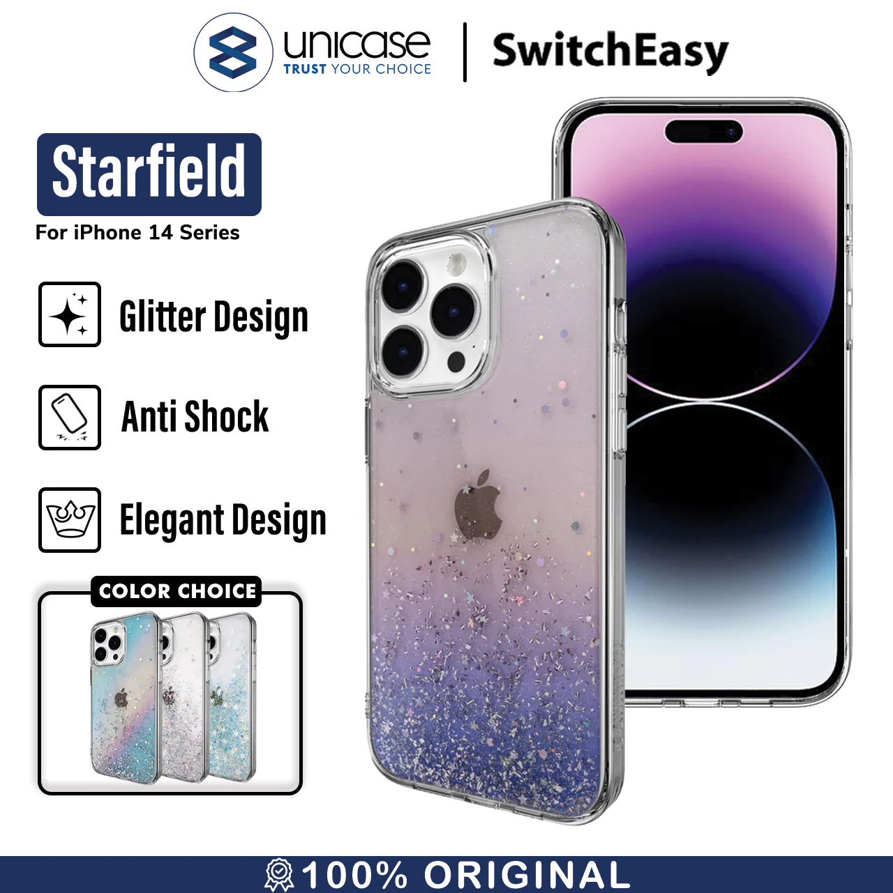 Case iPhone 15/ 14 Pro Max Plus SwitchEasy Starfield Glitter Casing