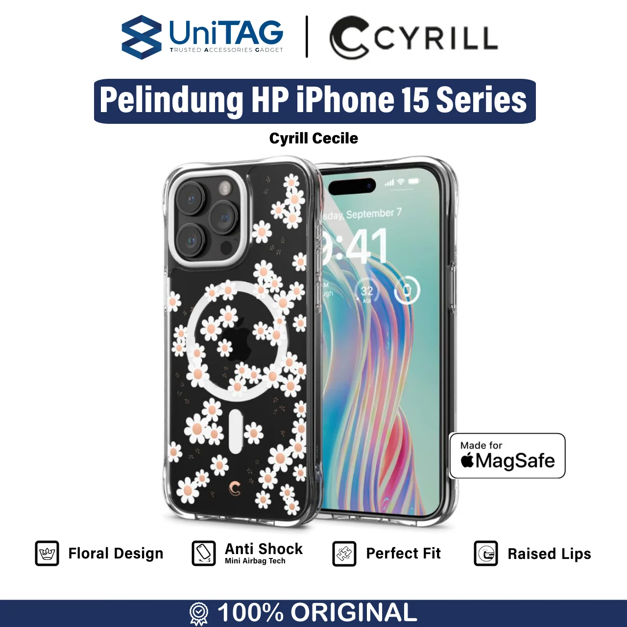 Case iPhone 15 Pro Max Plus Cyrill Cecile MagSafe Clear Motif Casing