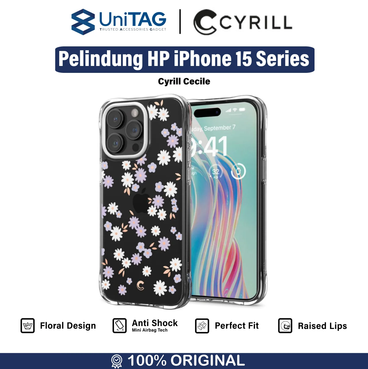 Case iPhone 15 Pro Max Plus Cyrill Cecile MagSafe Clear Motif Casing