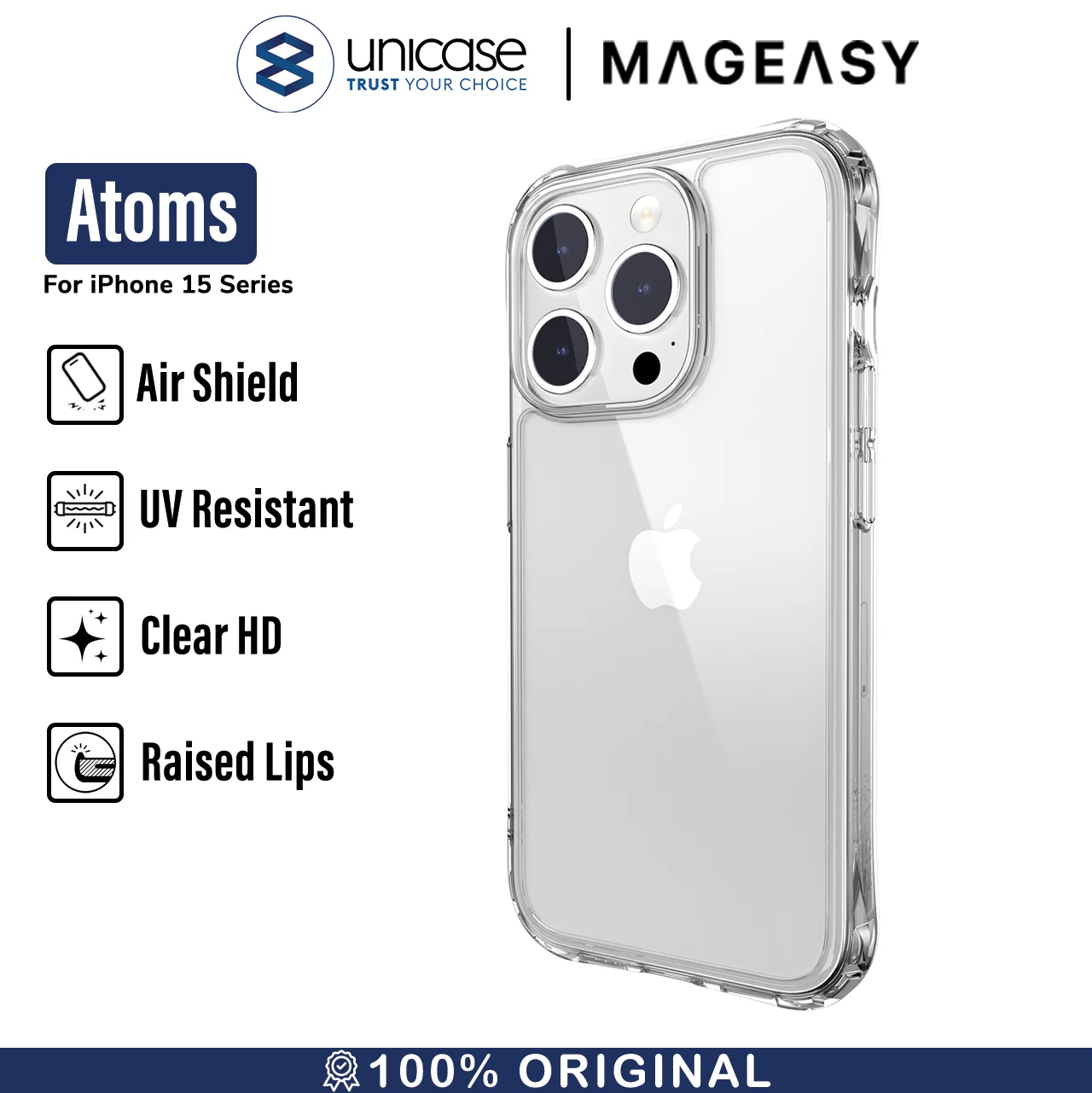 Case iPhone 15 Pro Max Plus MagEasy Atoms Hybrid Clear Cover Casing