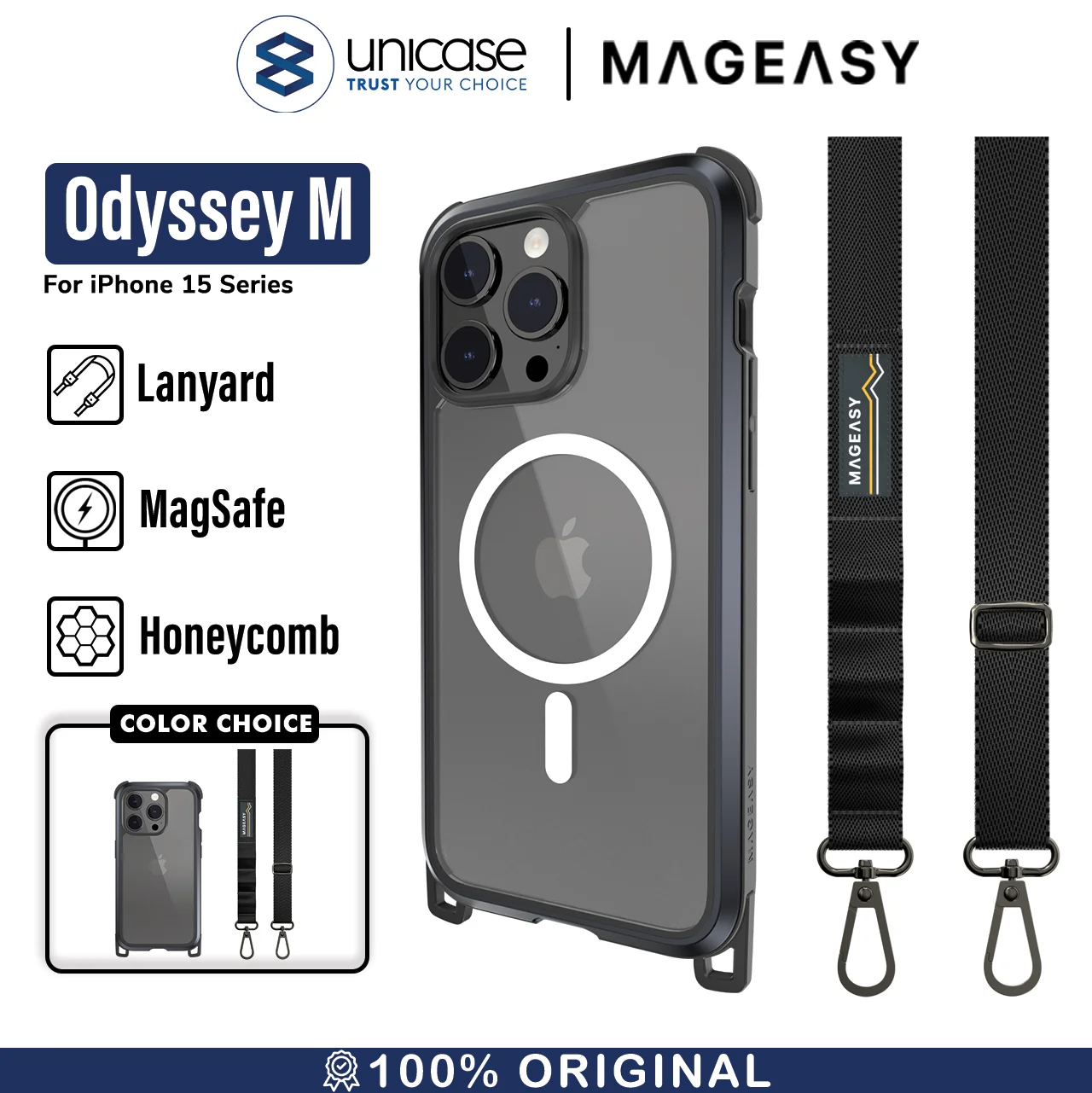 Case iPhone 15 Pro Max Plus MagEasy Odyssey MagSafe Clear Strap Casing