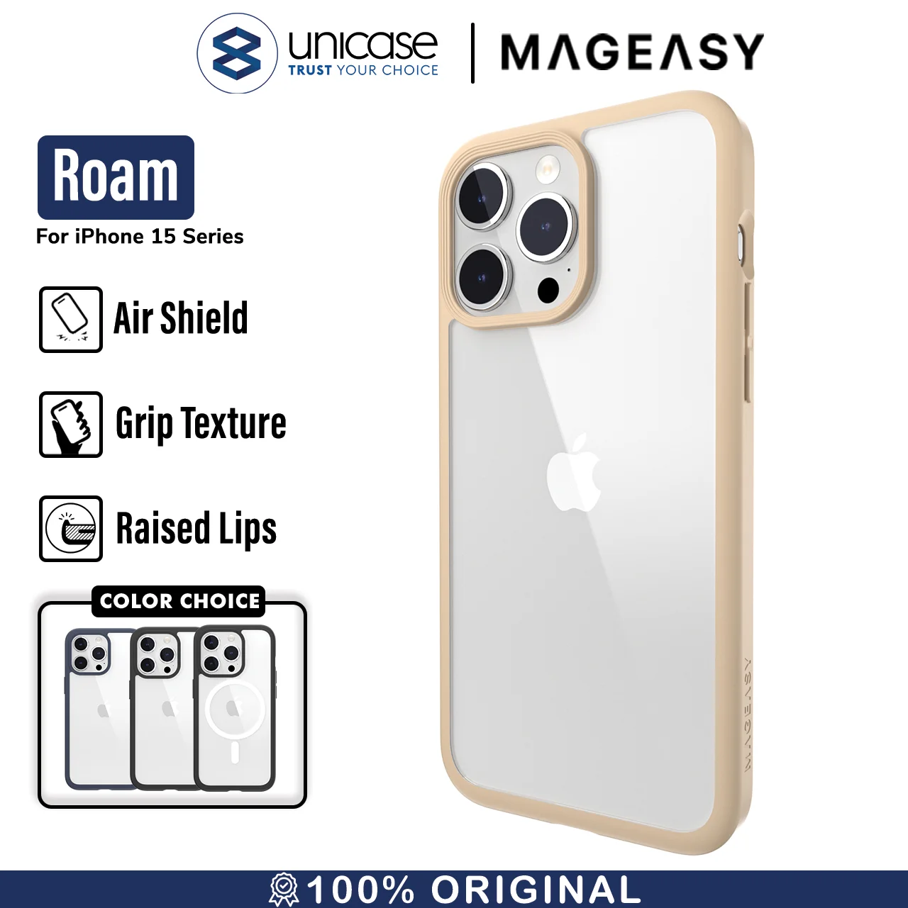 Case iPhone 15 Pro Max Plus MagEasy Roam MagSafe Clear Cover Casing