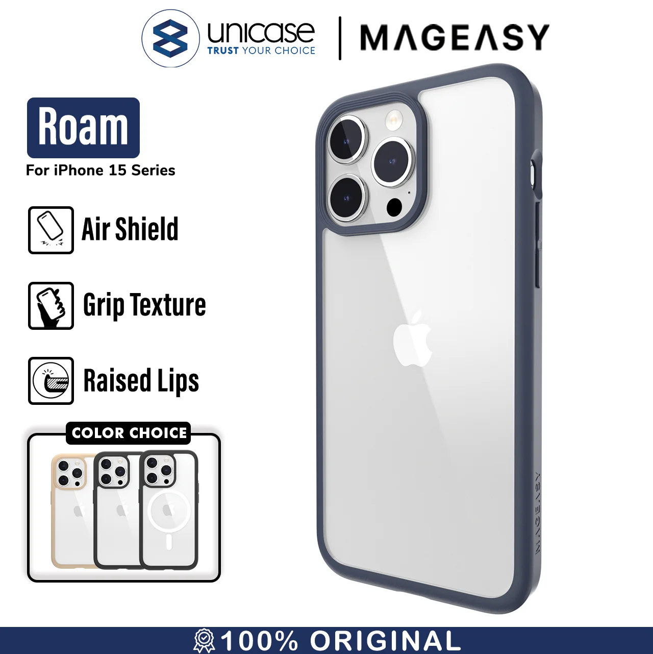 Case iPhone 15 Pro Max Plus MagEasy Roam MagSafe Clear Cover Casing