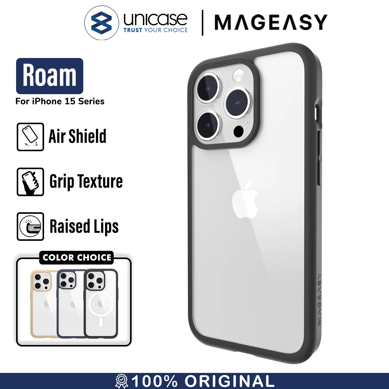Case iPhone 15 Pro Max Plus MagEasy Roam MagSafe Clear Cover Casing