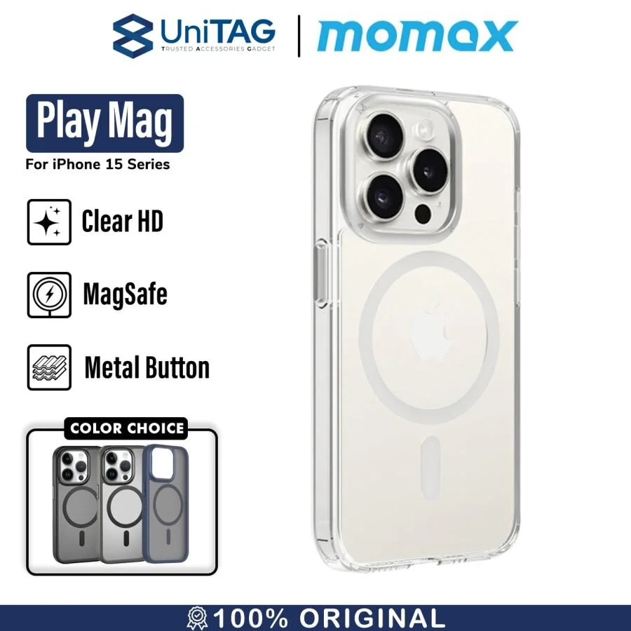 Case iPhone 15 Pro Max Plus Momax Play Magnetic MagSafe Cover Casing