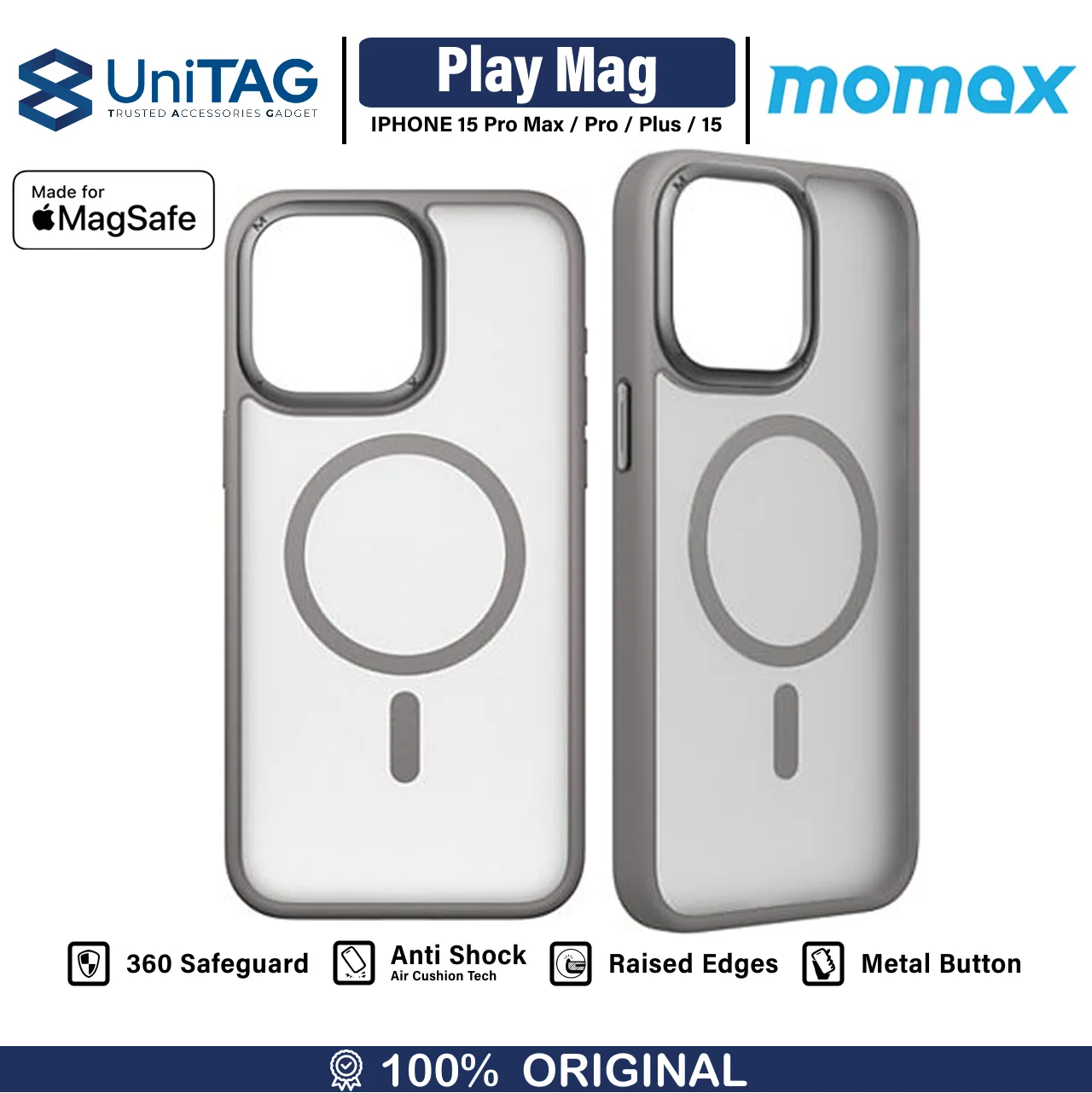 Case iPhone 15 Pro Max Plus Momax Play Magnetic MagSafe Cover Casing