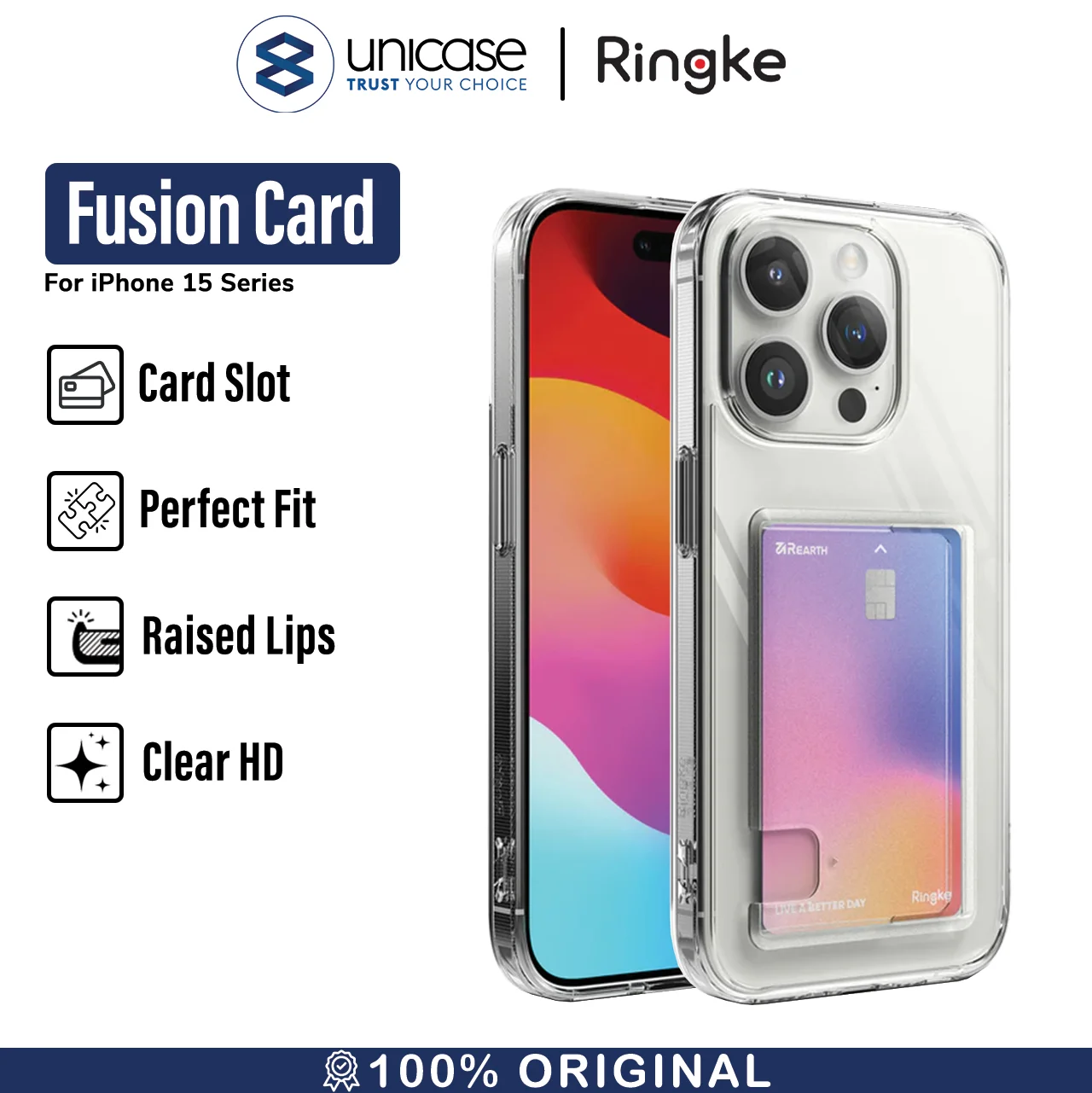 Case iPhone 15 Pro Max Plus Ringke Fusion Card Slot Kartu Clear Casing