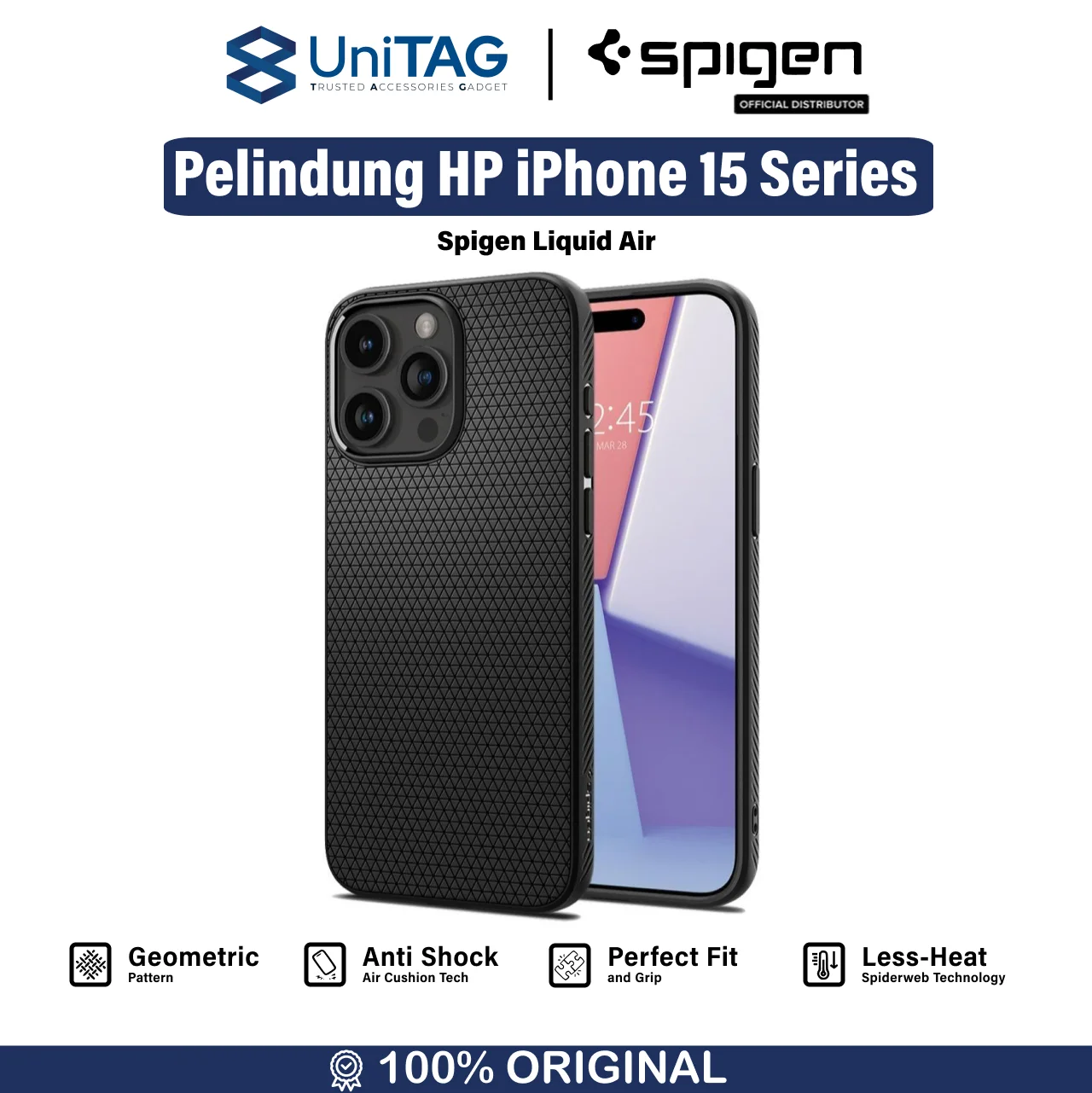 Spigen iPhone 15 Pro Case Liquid Air - Matte Black ACS06704-1