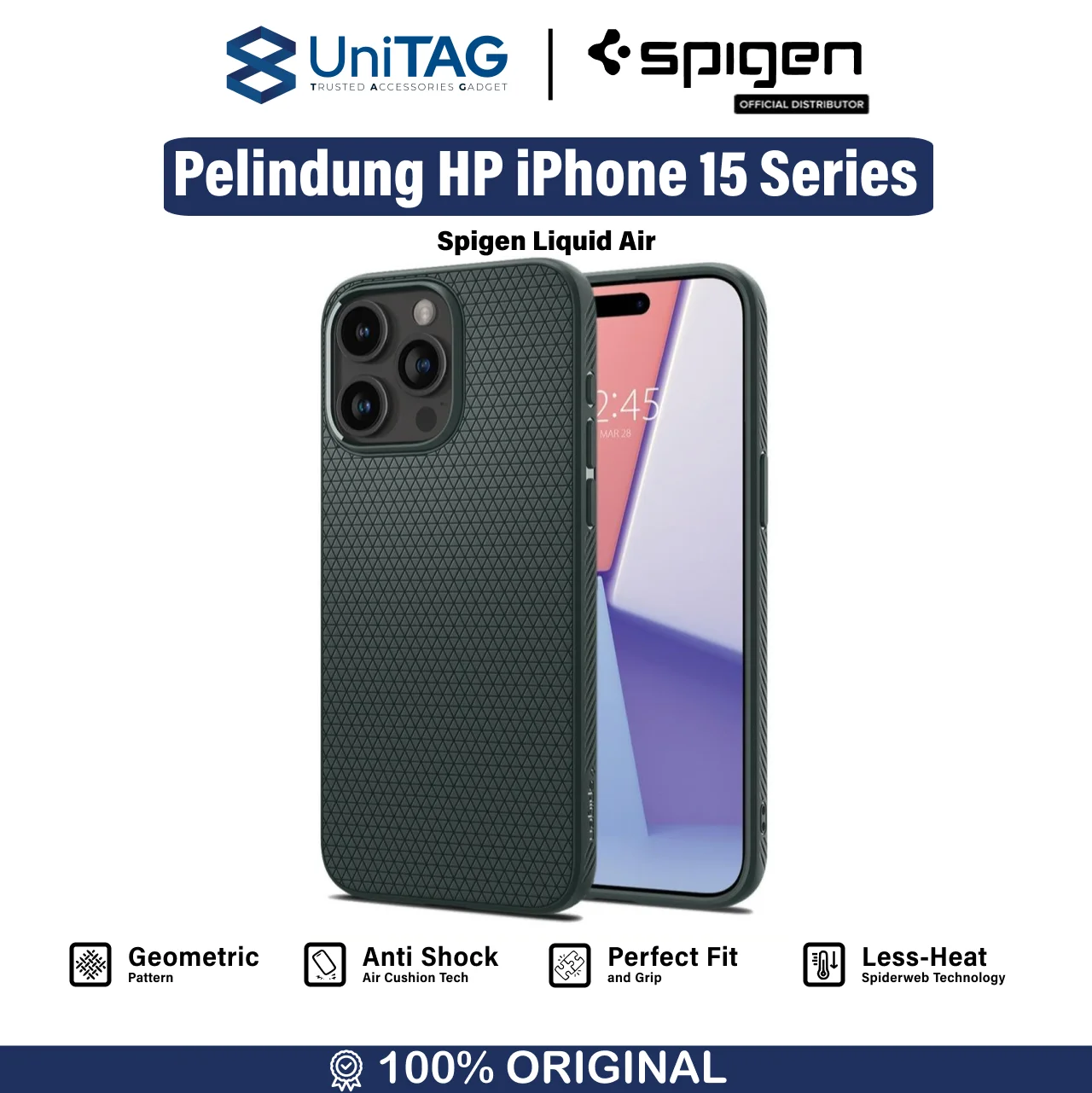 Case iPhone 15 Pro Max Plus Spigen Liquid Air Matte Soft Cover Casing