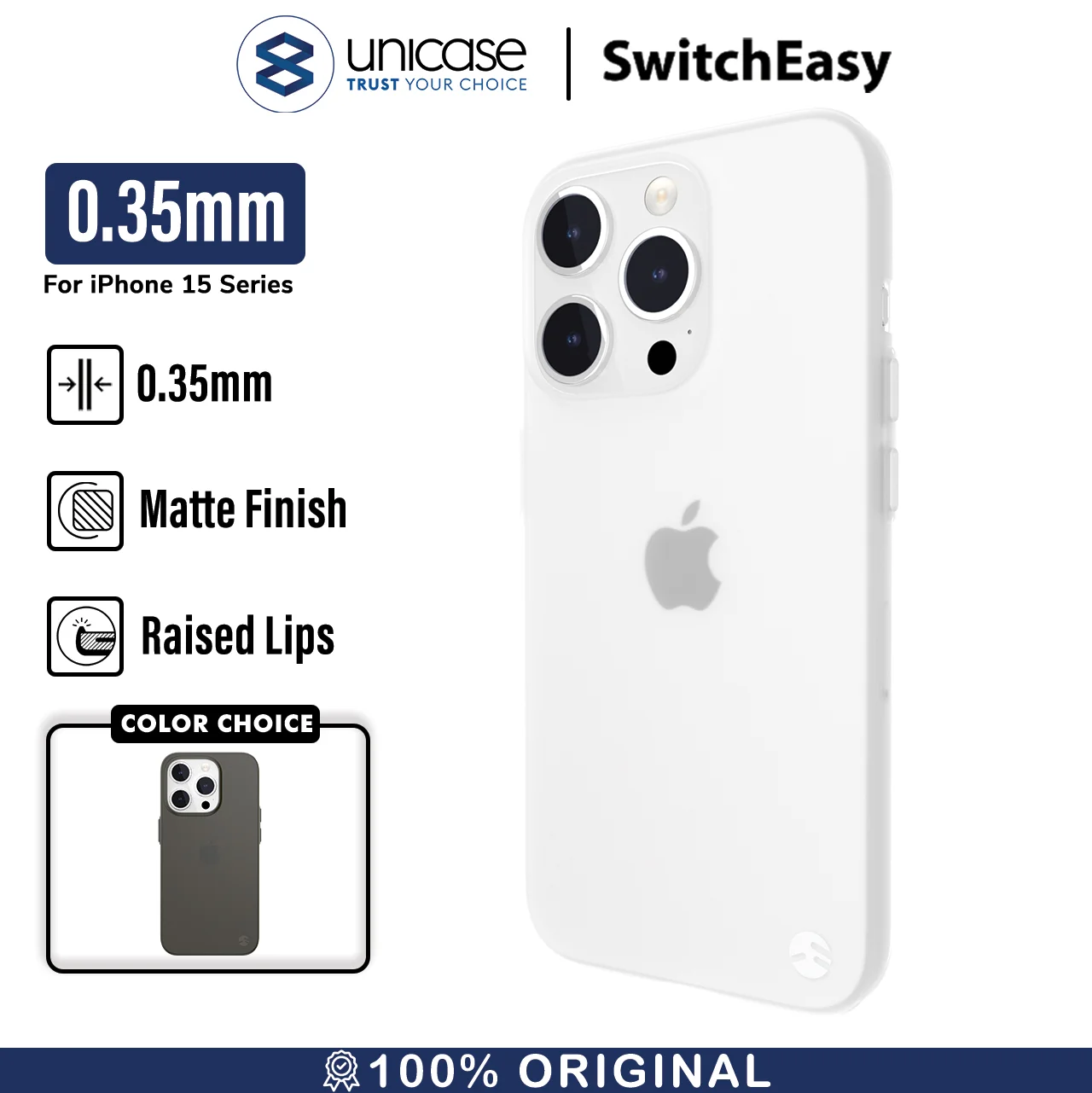 Case iPhone 15 Pro Max Plus SwitchEasy 0.35mm Slim Thin Matte Casing