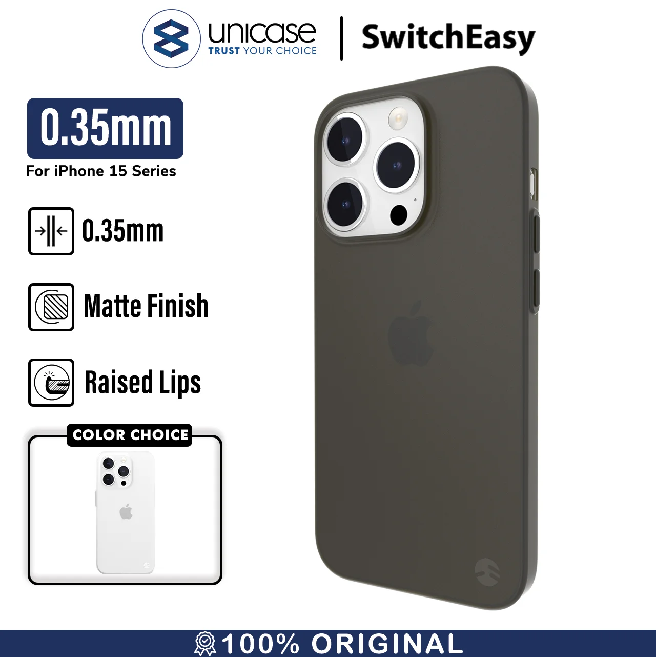 Case iPhone 15 Pro Max Plus SwitchEasy 0.35mm Slim Thin Matte Casing