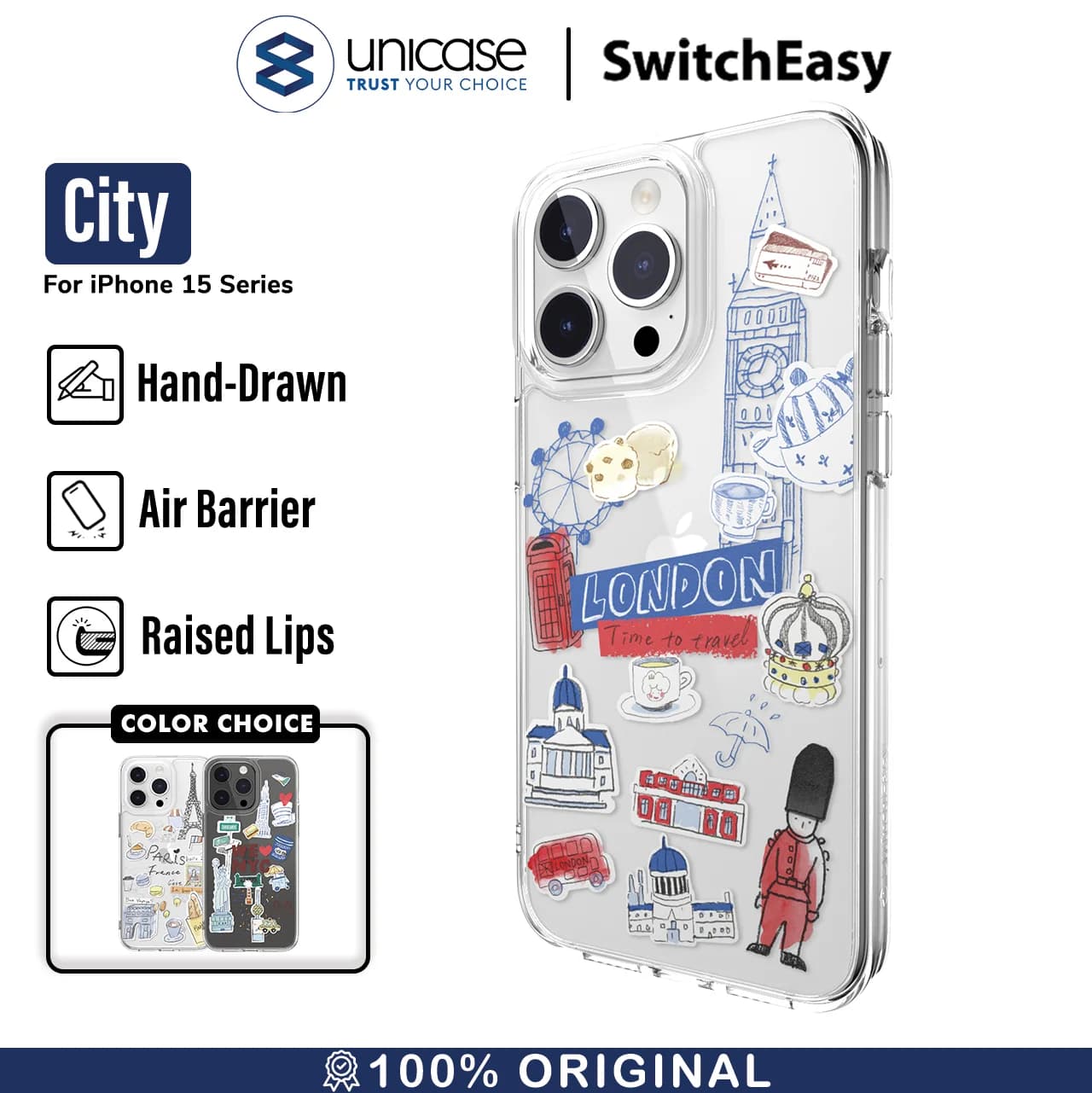 Case iPhone 15 Pro Max Plus SwitchEasy City Slim Motif Clear Casing