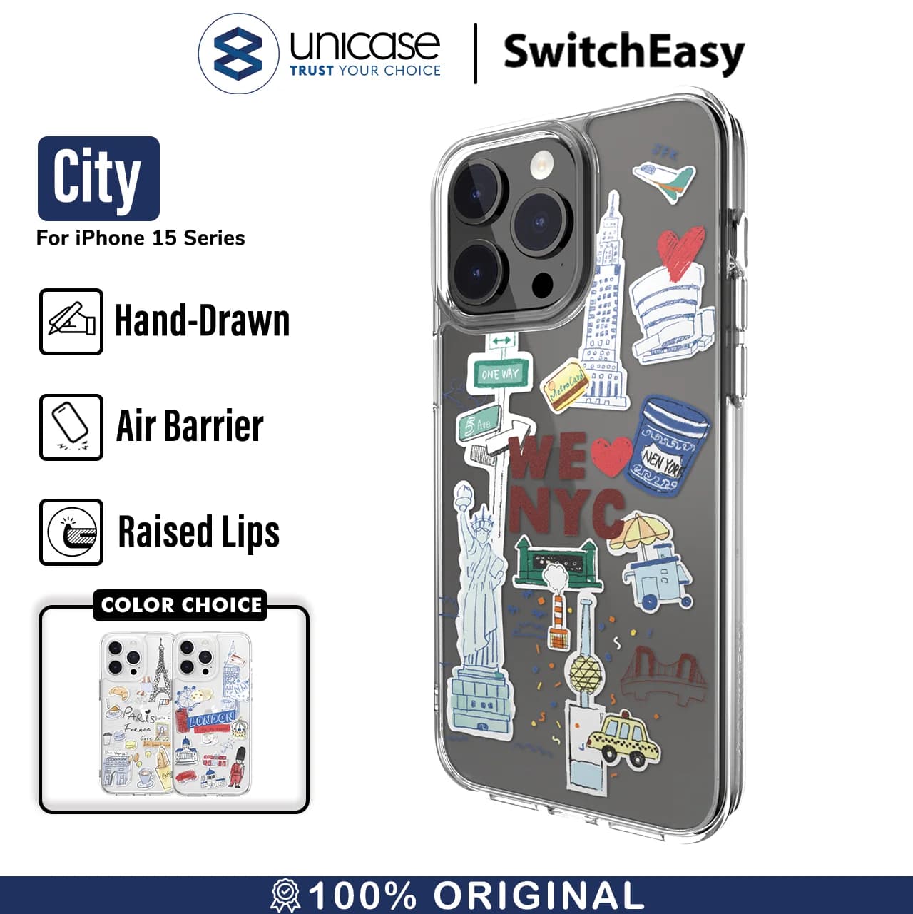 Case iPhone 15 Pro Max Plus SwitchEasy City Slim Motif Clear Casing