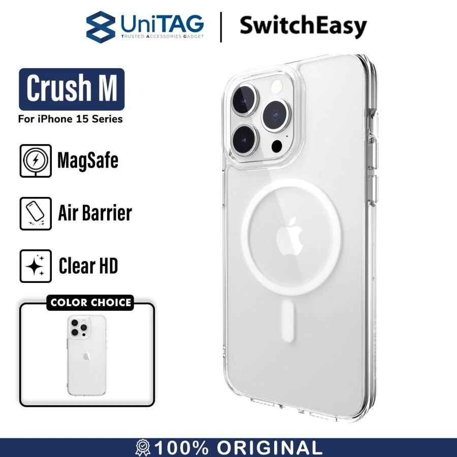 Case iPhone 15 Pro Max Plus SwitchEasy Crush MagSafe Clear Slim Casing