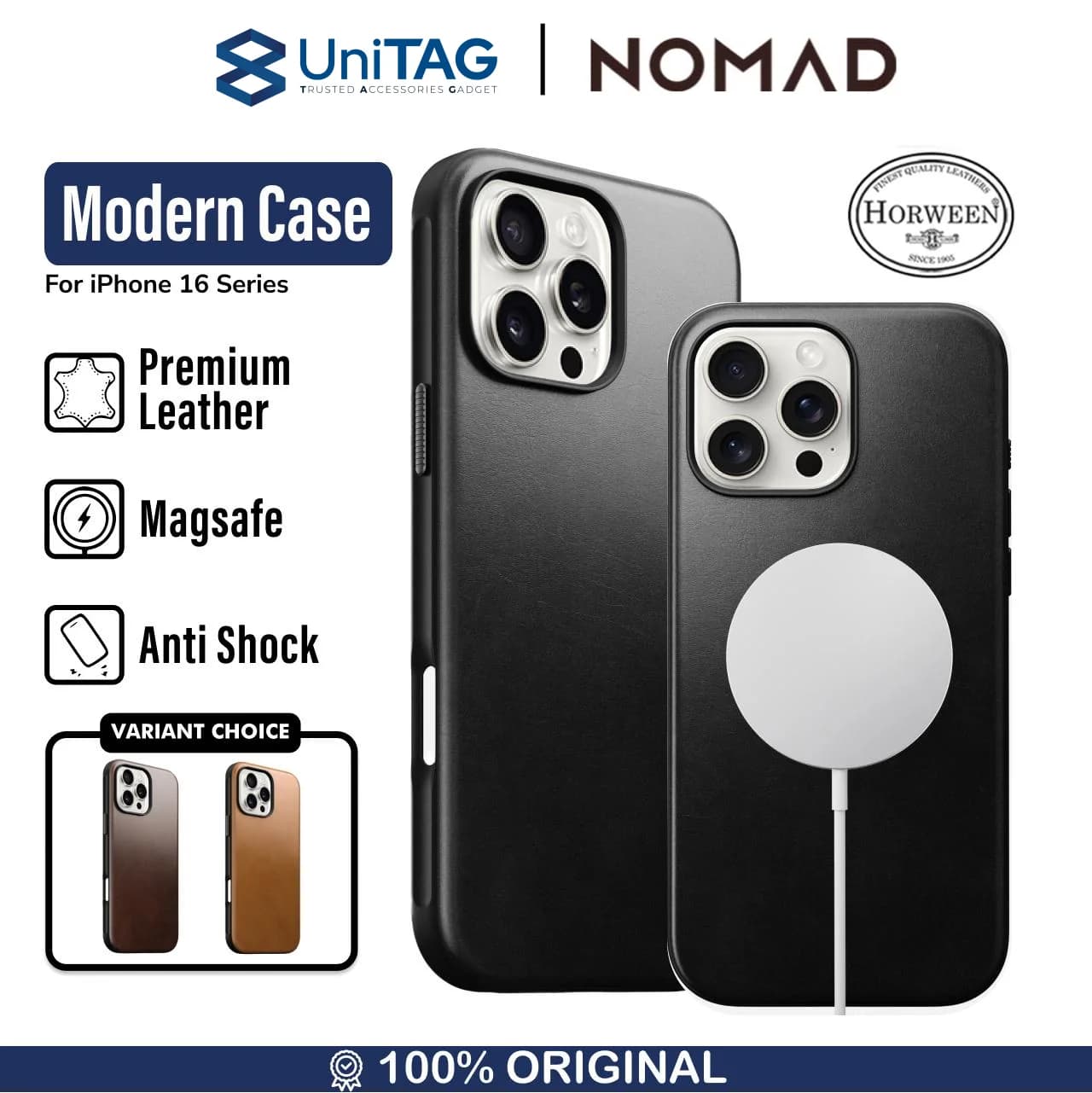 Case iPhone 16 Pro Max Plus Nomad Modern Leather MagSafe Cover Casing