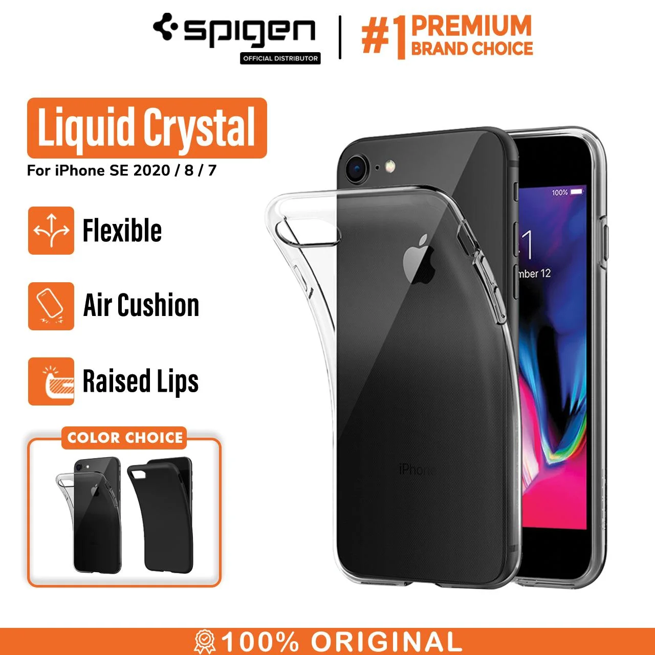Case iPhone SE 2020/ 8 / 7 Spigen Liquid Crystal Clear Softcase Casing