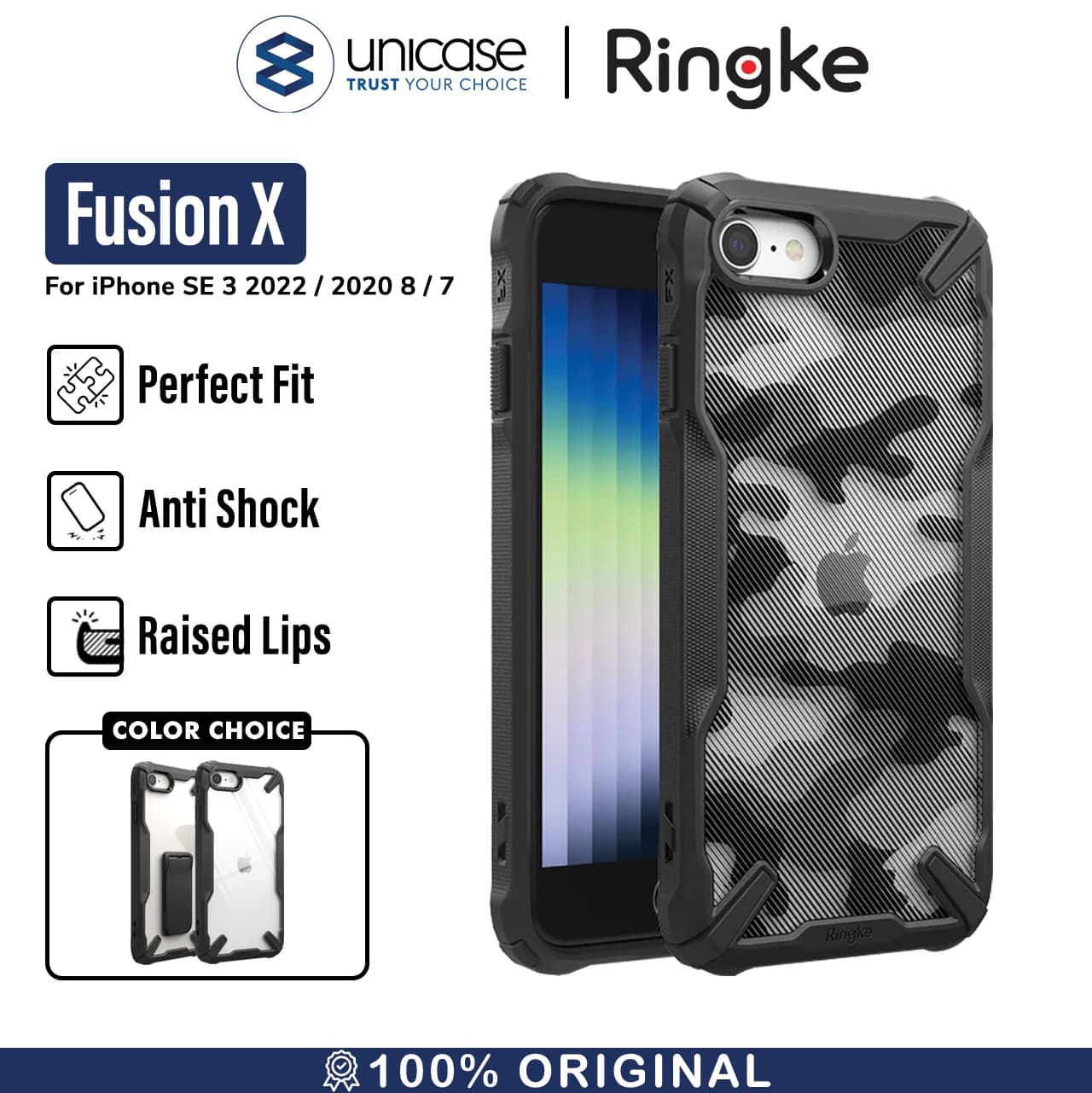 Case iPhone SE 3 2022 / 2020 8 / 7 Ringke Fusion X Anti Crack Casing